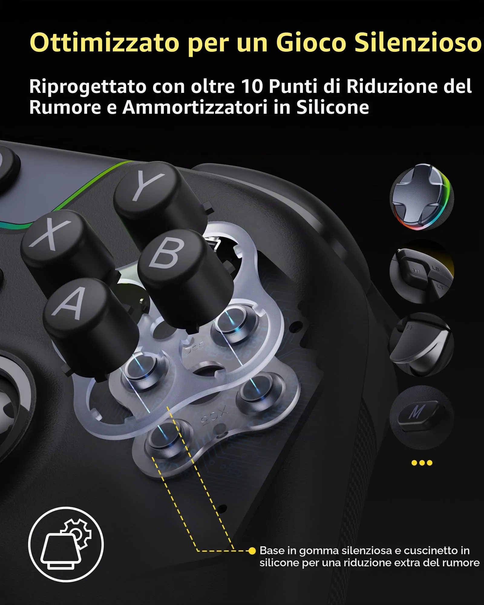 EasySMX X05Pro Wireless Controller with Charging Base for PC, Switch, Android, iOS - Black - immagine 4