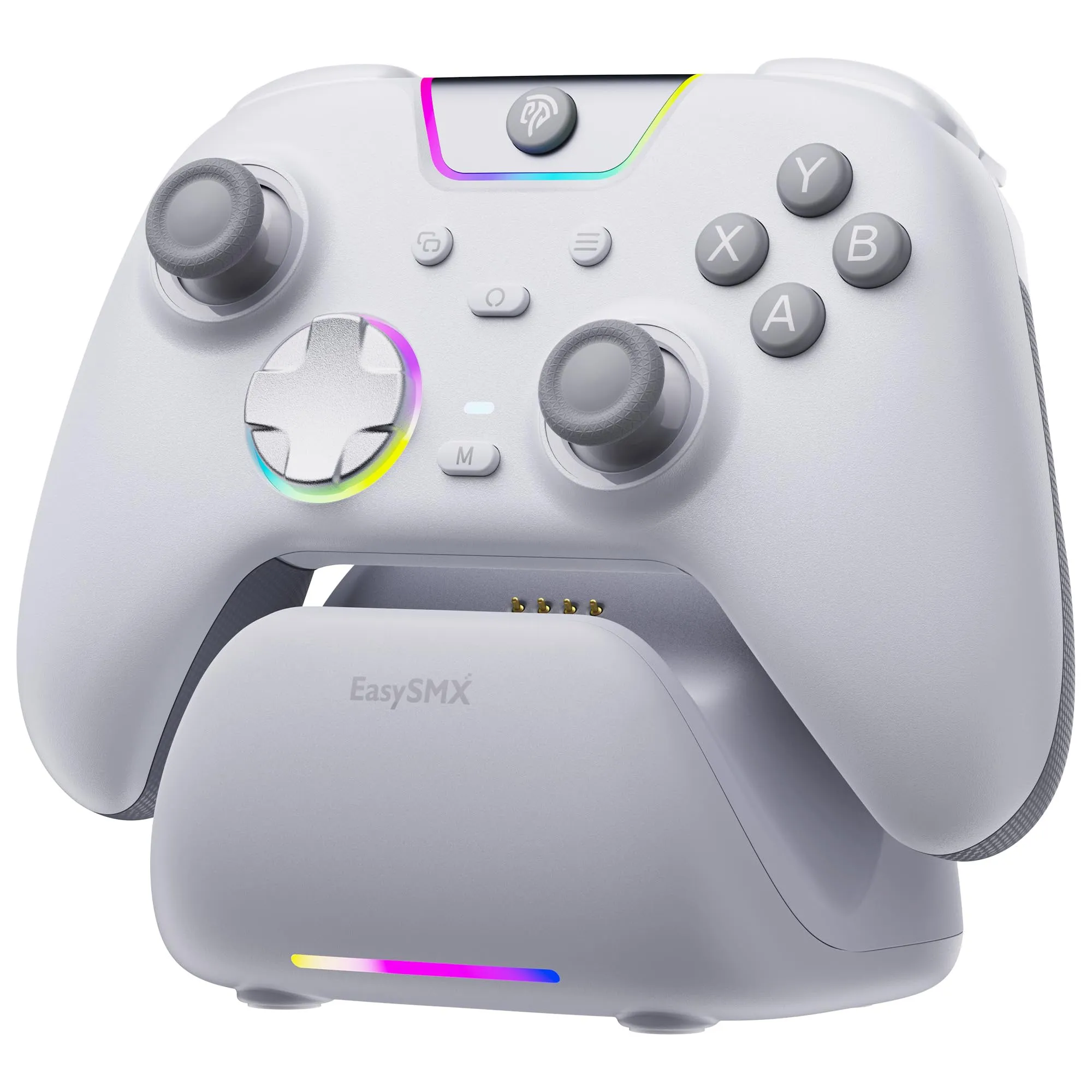 EasySMX X05Pro Wireless Controller with Dock, 1000Hz, Hall Joystick, PC/Switch/Android/iOS – White - immagine 1