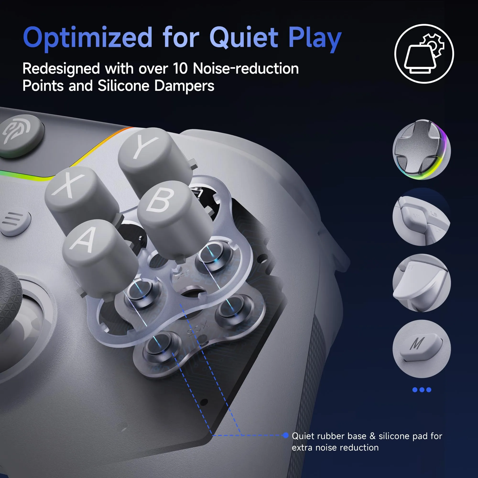 EasySMX X05Pro Wireless Controller with Dock, 1000Hz, Hall Joystick, PC/Switch/Android/iOS – White - immagine 2