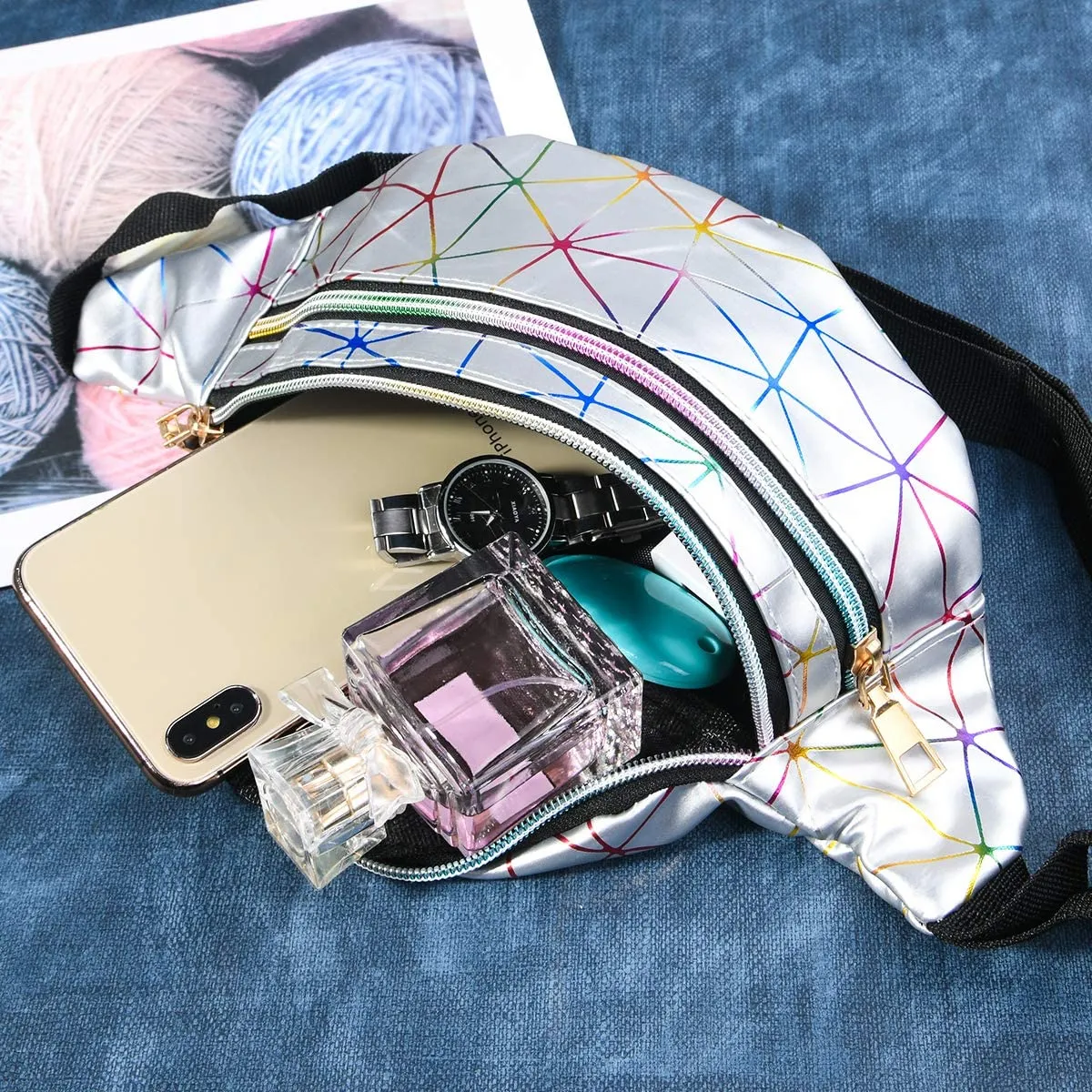 Flintronic Marsupio da Donna Impermeabile Regolabile Lucido per Running Viaggio e Campeggio - immagine 3