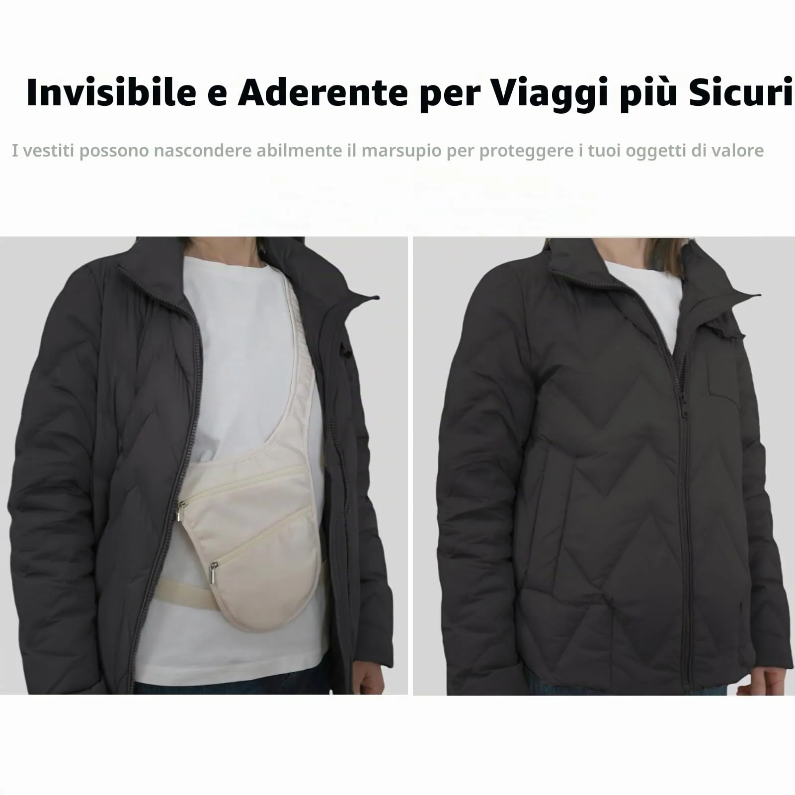 Mervokl Borsa a Tracolla Antifurto con Tasca Nascosta sul Petto e Cintura Rimovibile - immagine 6