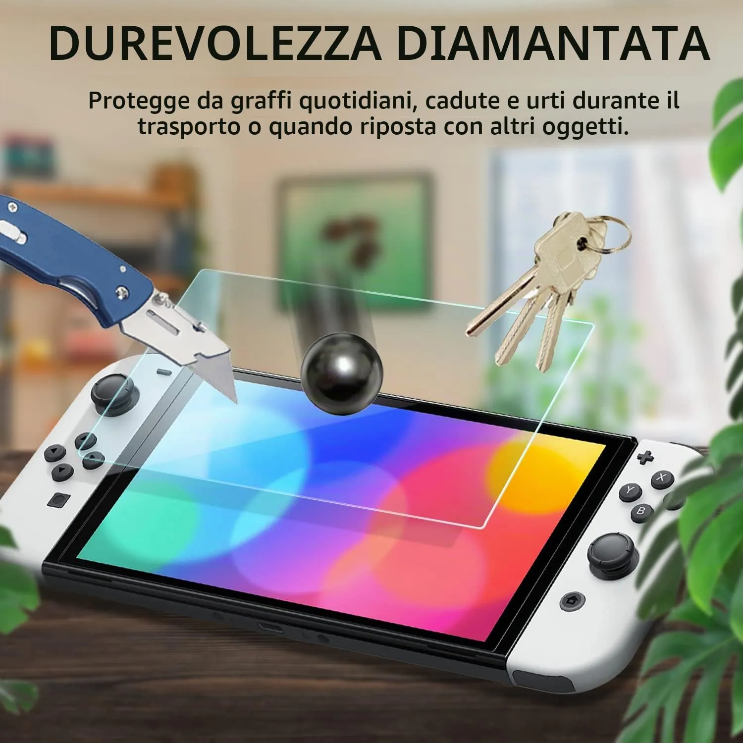 Orzly Protezioni Schermo in Vetro Temperato per Nintendo Switch OLED (4 Pezzi) - immagine 4