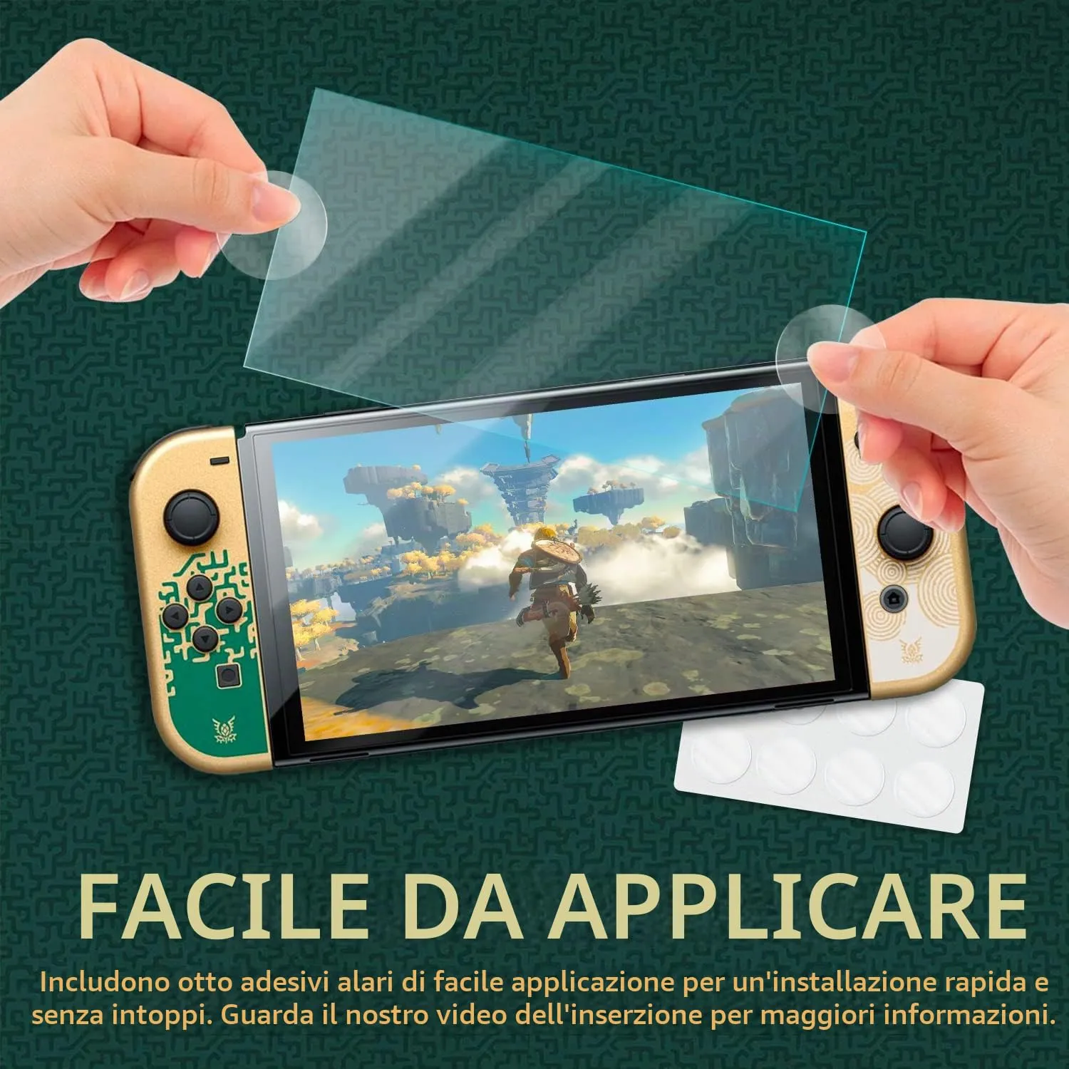 Orzly Protezioni Schermo in Vetro Temperato per Nintendo Switch OLED (4 Pezzi) - immagine 5