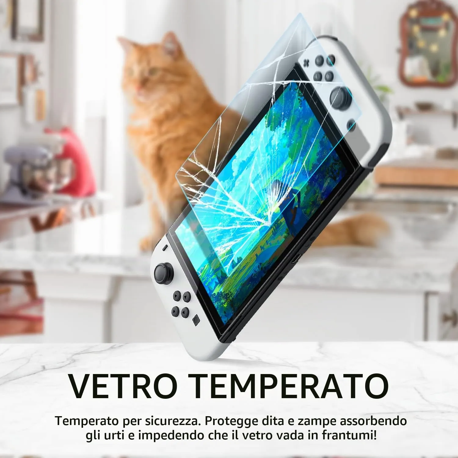 Orzly Protezioni Schermo in Vetro Temperato per Nintendo Switch OLED (4 Pezzi) - immagine 6