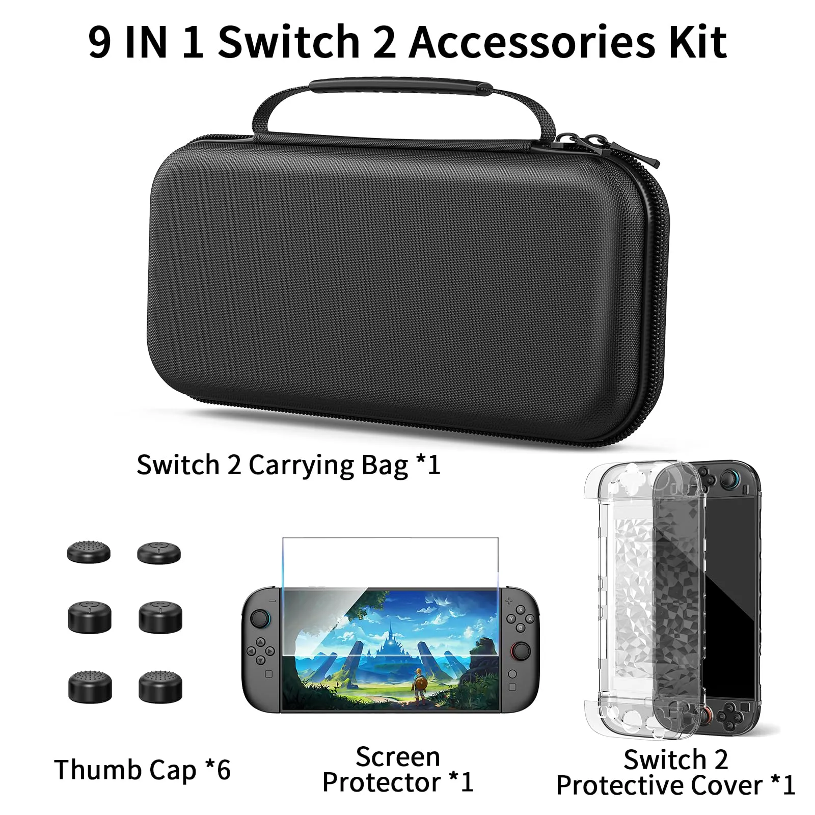 HEYSTOP Kit di Accessori per Nintendo Switch 2, Custodia da Viaggio, Cover Protettiva e Protezione Schermo - immagine 2