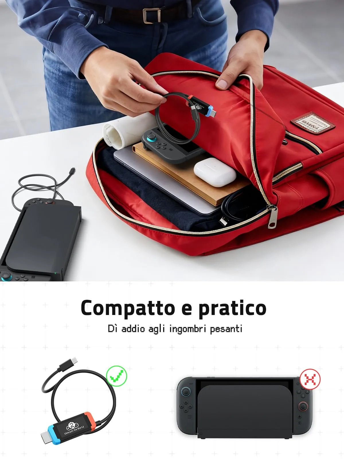 Lemorele Cavo USB-C HDMI 1m, 4K@60Hz, PD 100W, compatibile con Switch 2 - immagine 7