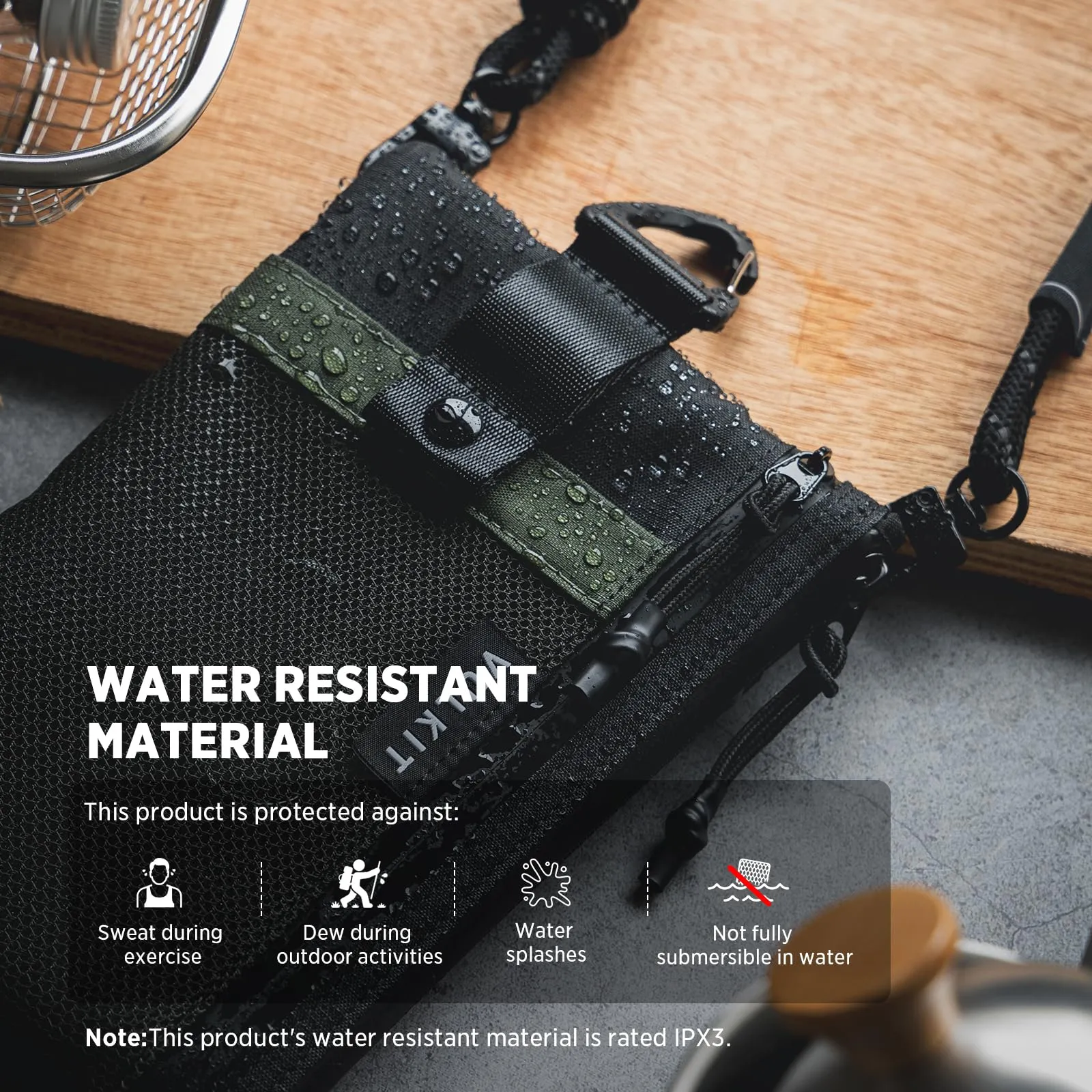 VULKIT Portafoglio Minimalistico RFID Impermeabile con Finestra Identificativa e Cerniera, Verde Militare-Nero, Taglia Grande - immagine 3