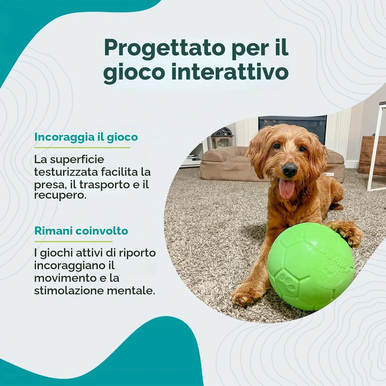 Jolly Pets Palla da Calcio per Cani Verde Mela, Large - immagine 3