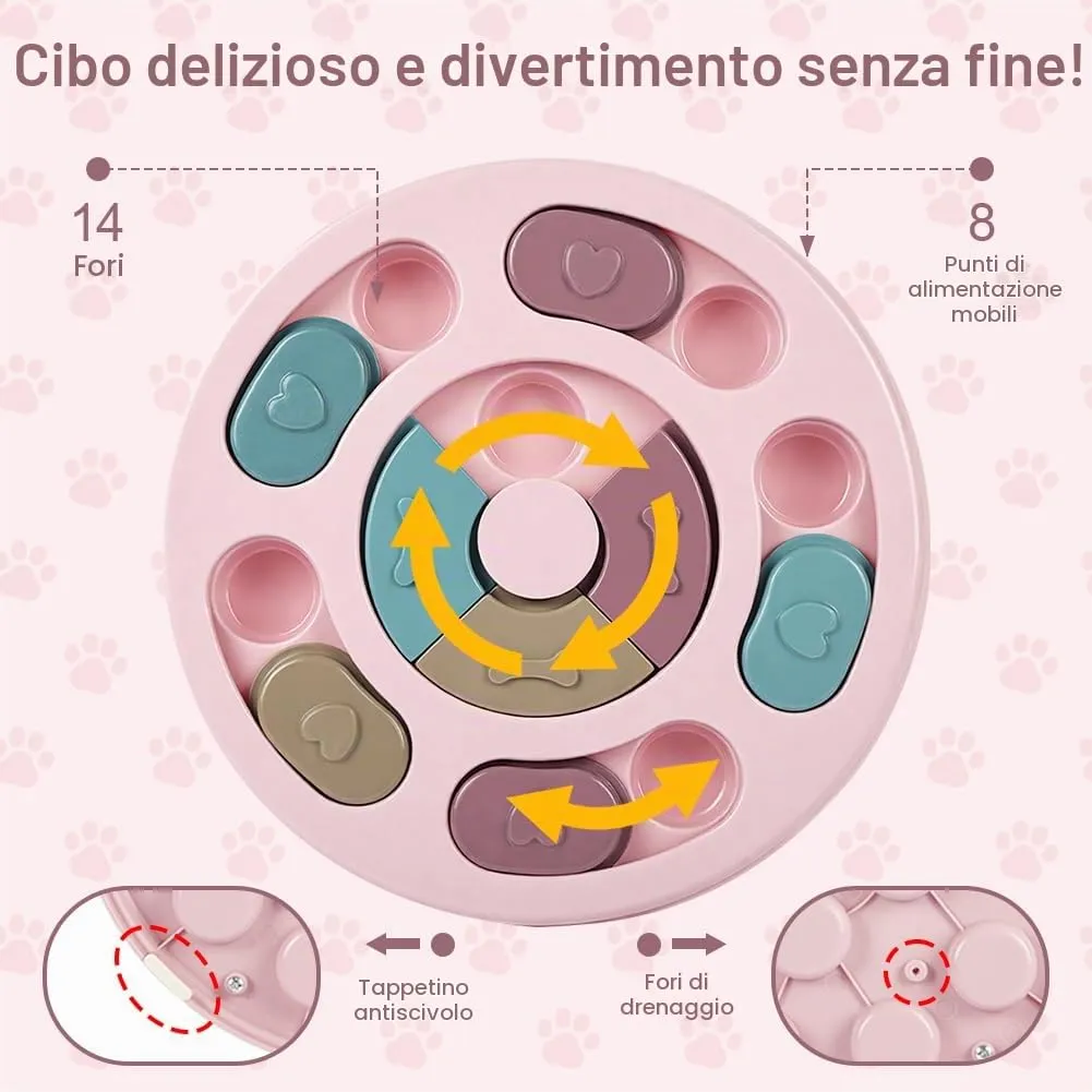 vsshe Giocattoli di Intelligenza per Cani e Gatti, Treat Dispenser Interattivo, Puzzle Antiscivolo e Lavabile, Rosso - immagine 3