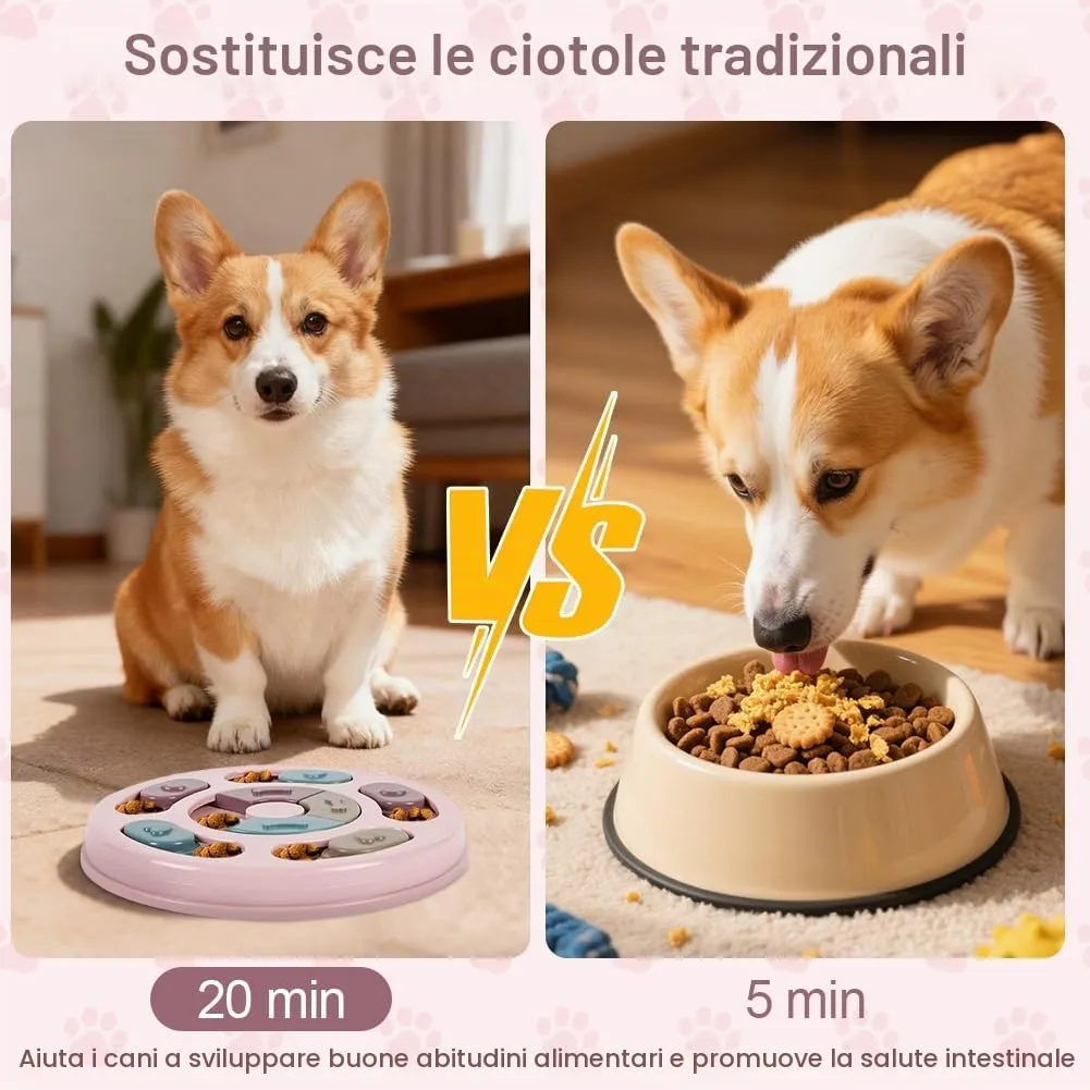 vsshe Giocattoli di Intelligenza per Cani e Gatti, Treat Dispenser Interattivo, Puzzle Antiscivolo e Lavabile, Rosso - immagine 5