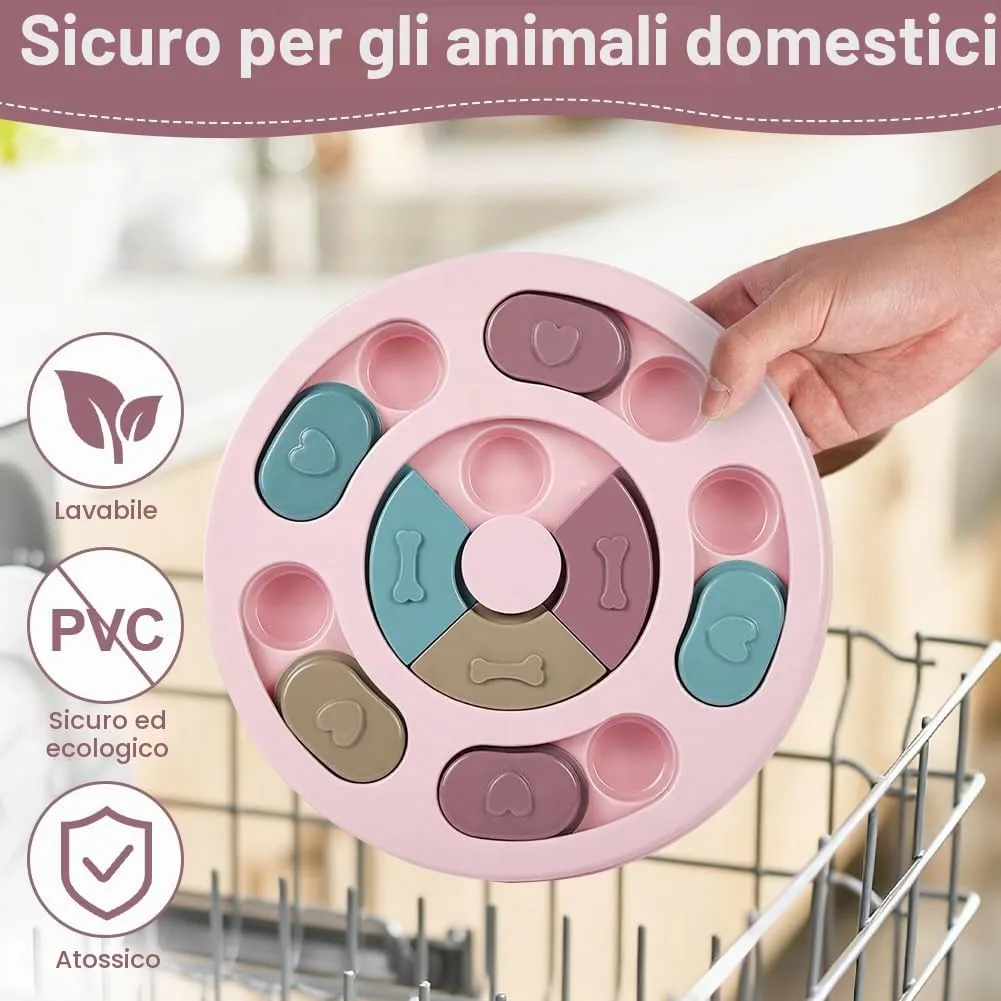 vsshe Giocattoli di Intelligenza per Cani e Gatti, Treat Dispenser Interattivo, Puzzle Antiscivolo e Lavabile, Rosso - immagine 6
