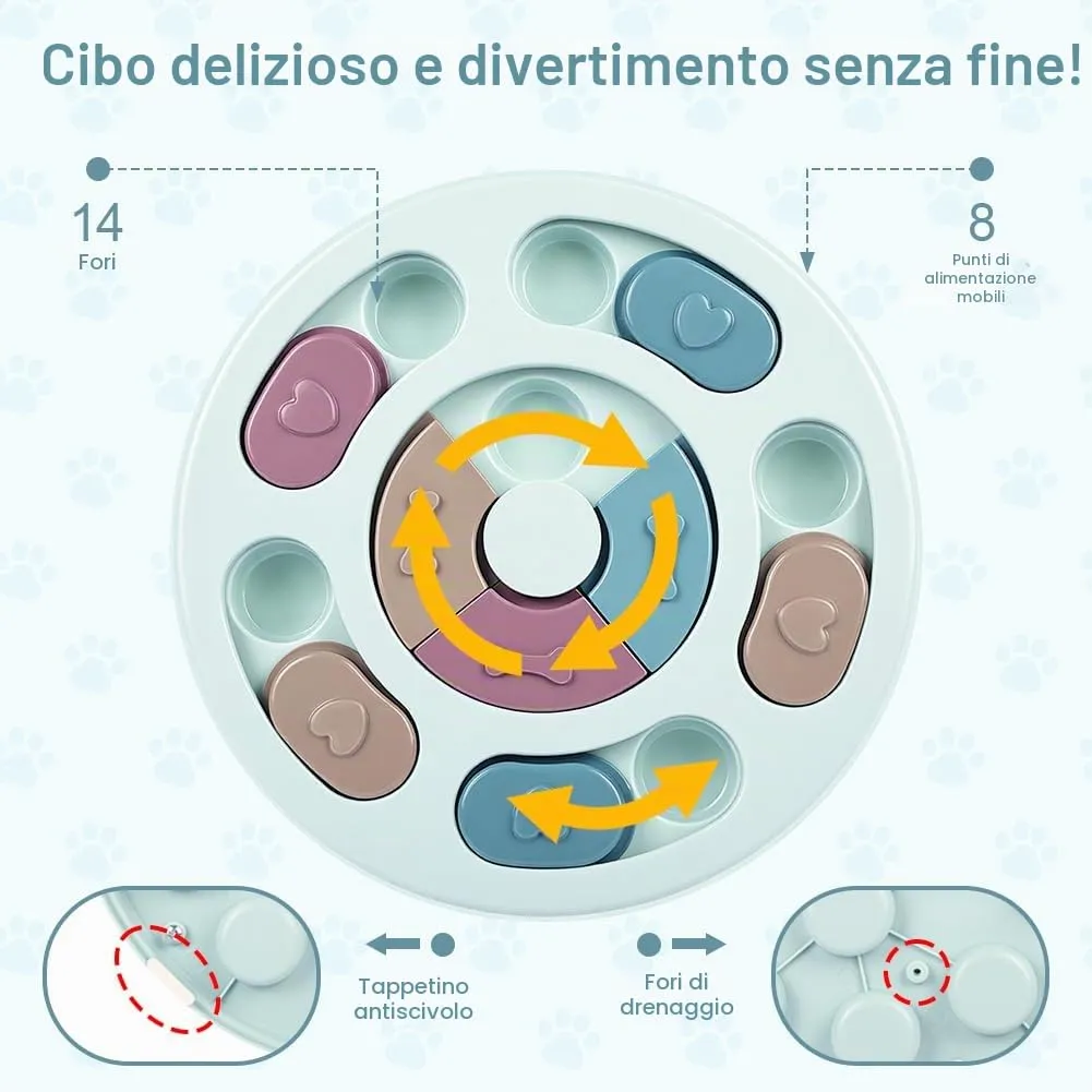 vsshe Giocattoli di Intelligenza per Cani e Gatti, Treat Dispenser Interattivo e Puzzle Antiscivolo, Blu - immagine 3