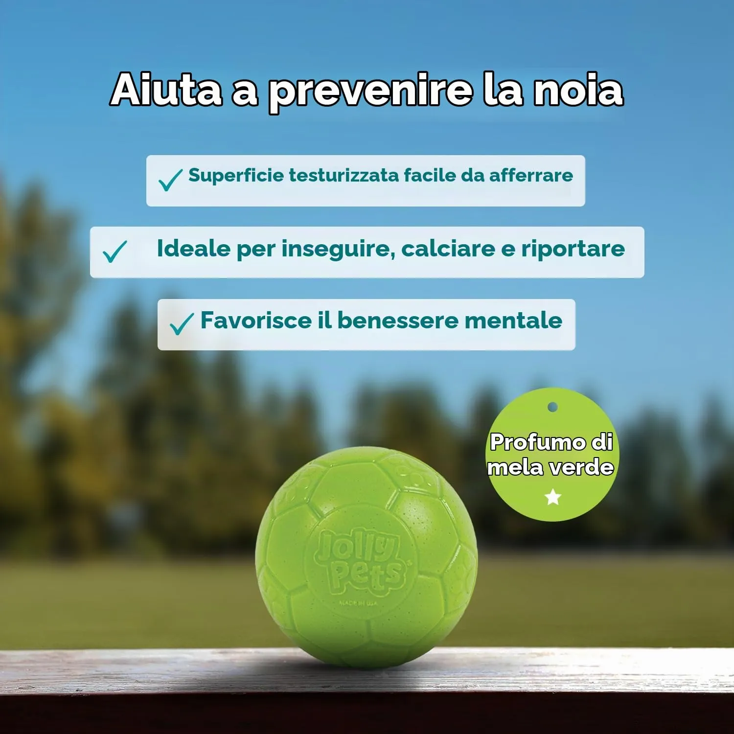 Jolly Pets Palla da Calcio per Cani - Verde Mela - 217 g - immagine 2