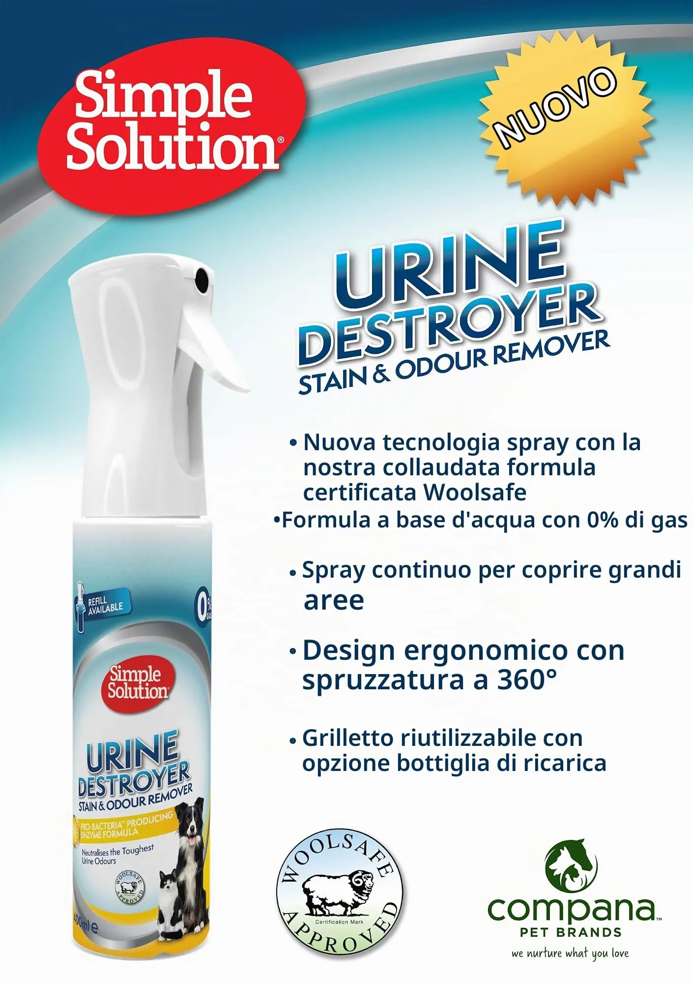 Simple Solution Spray Elimina Macchie e Odori di Urina Animali 400ml - immagine 5