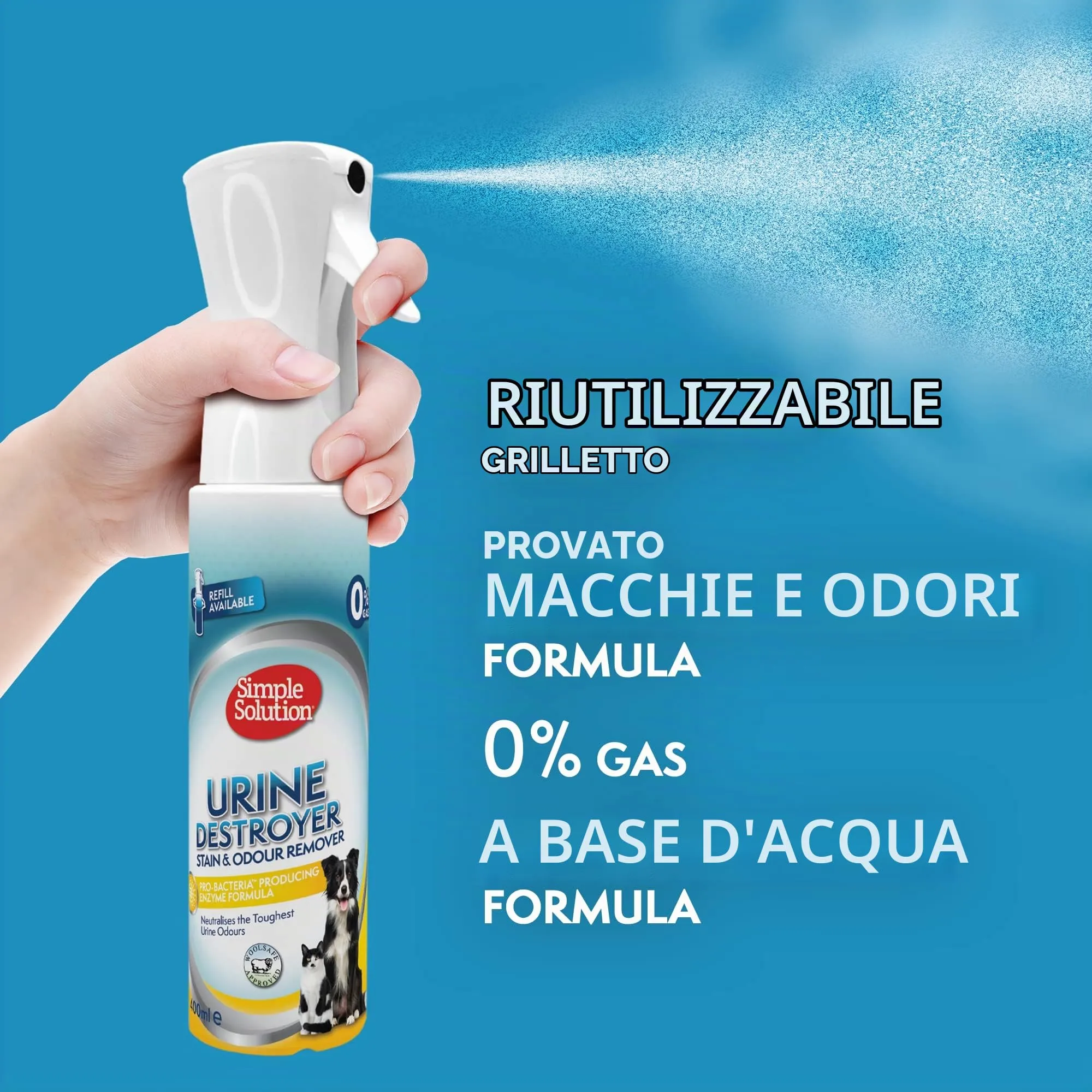 Simple Solution Spray Elimina Macchie e Odori di Urina Animali 400ml - immagine 7