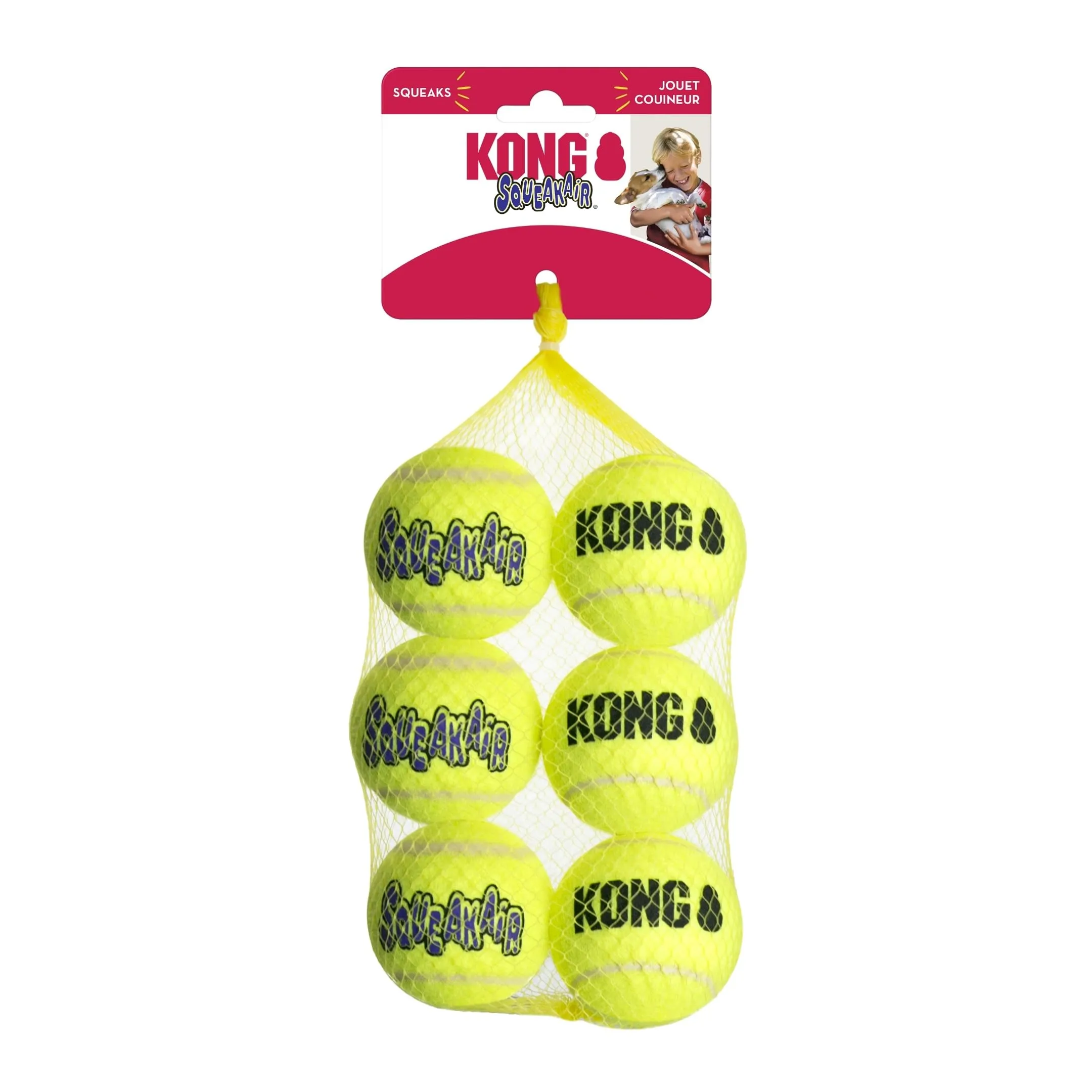 KONG Squeakair Balls Tennis Balls with Squeaker, Medium (Pack of 6) - immagine 8