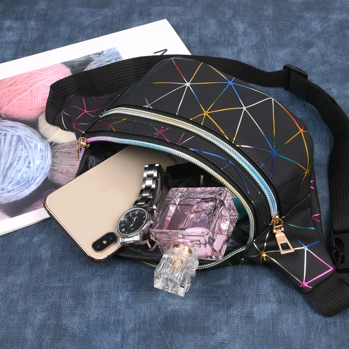 Flintronic Marsupio da Donna Impermeabile Regolabile Lucido per Running Viaggio e Outdoor - immagine 2