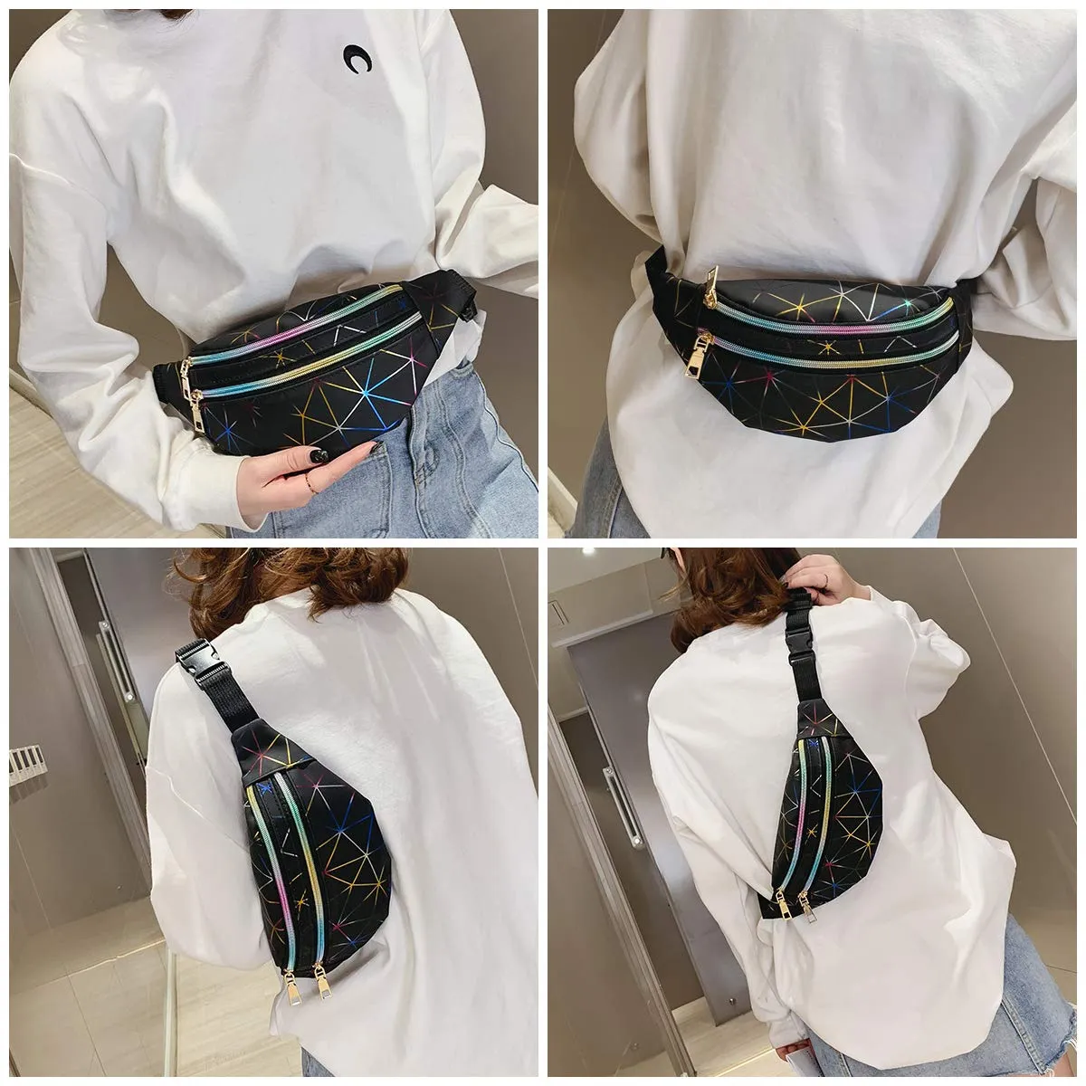 Flintronic Marsupio da Donna Impermeabile Regolabile Lucido per Running Viaggio e Outdoor - immagine 7