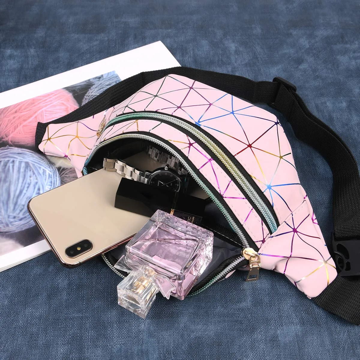 Flintronic Marsupio da Donna Impermeabile Regolabile Lucido per Running Viaggio e Campeggio - immagine 2