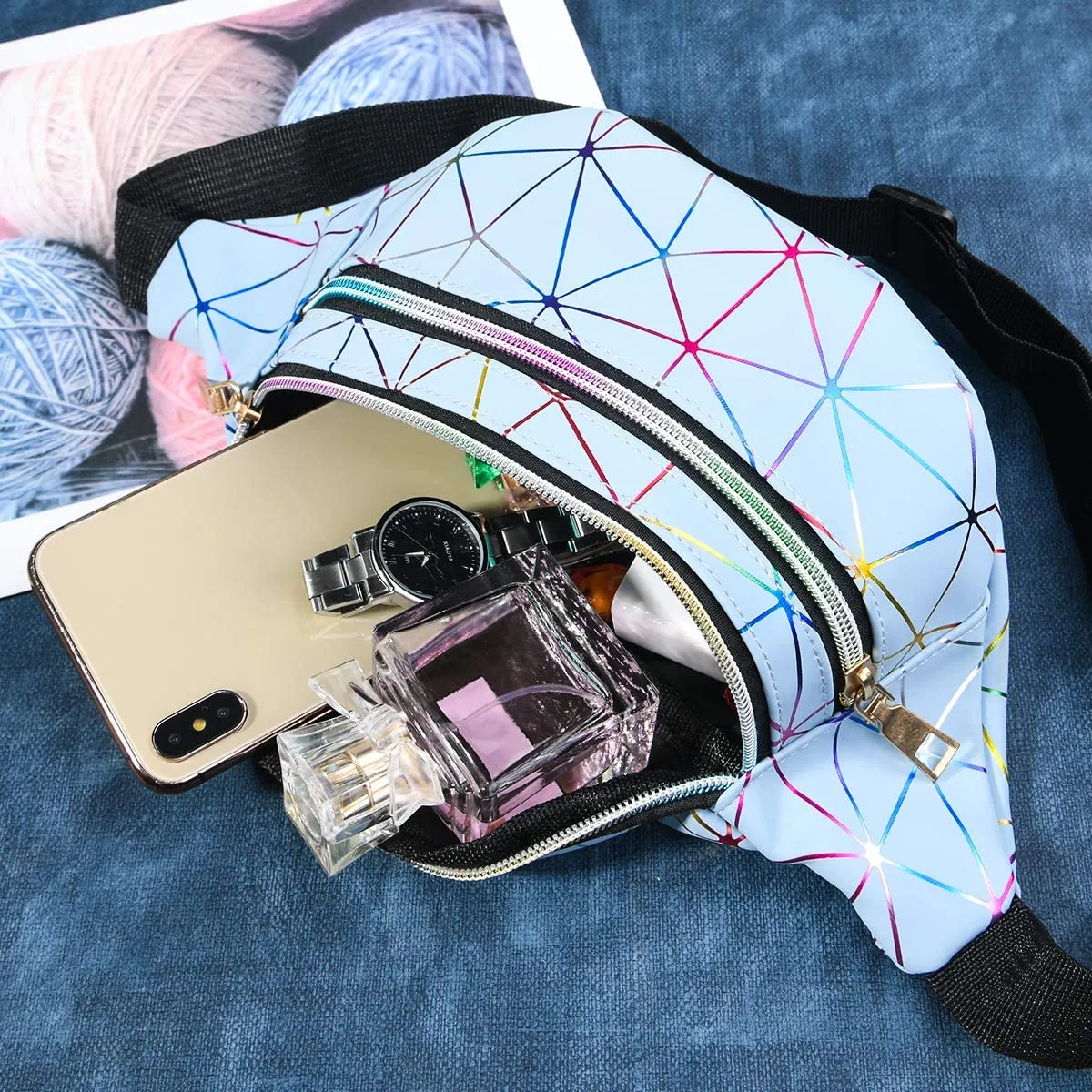 Flintronic Marsupio da Donna Impermeabile Regolabile Lucido per Running Viaggio Escursionismo Ciclismo - immagine 3