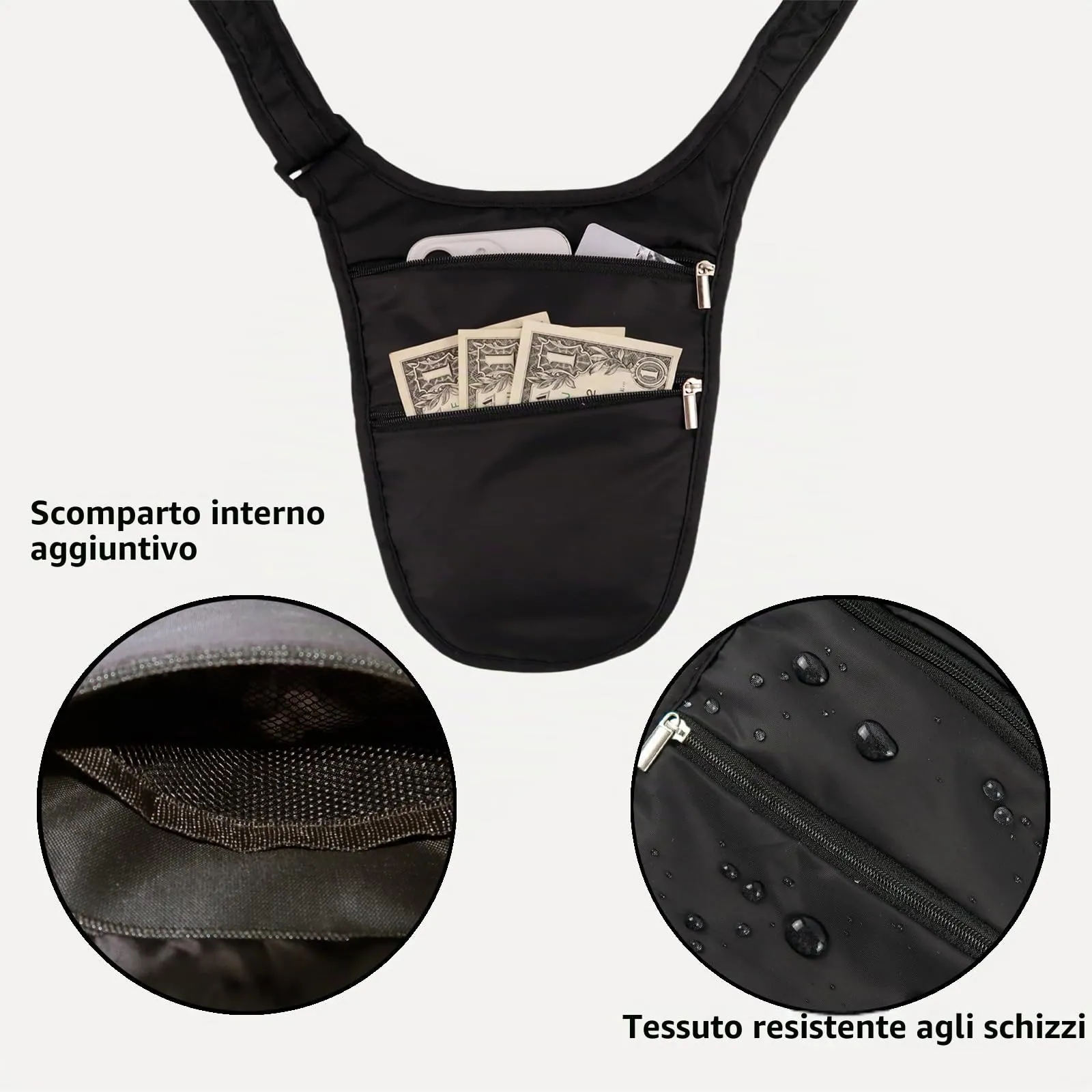 Mervokl Borsa a Tracolla Antifurto con Tasca Nascosta e Cintura Rimovibile - immagine 4