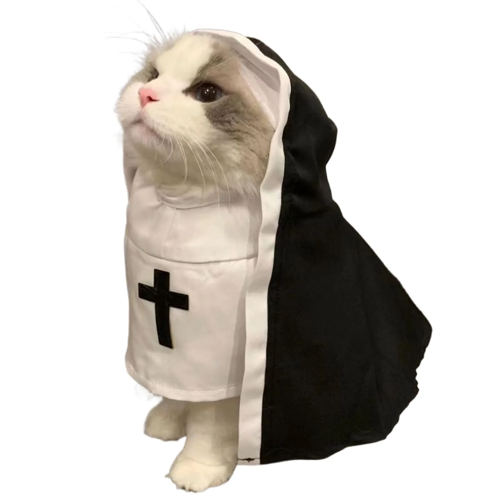 Generico Costume da Suora per Cani e Gatti, Taglia L, Nero e Bianco - immagine 1