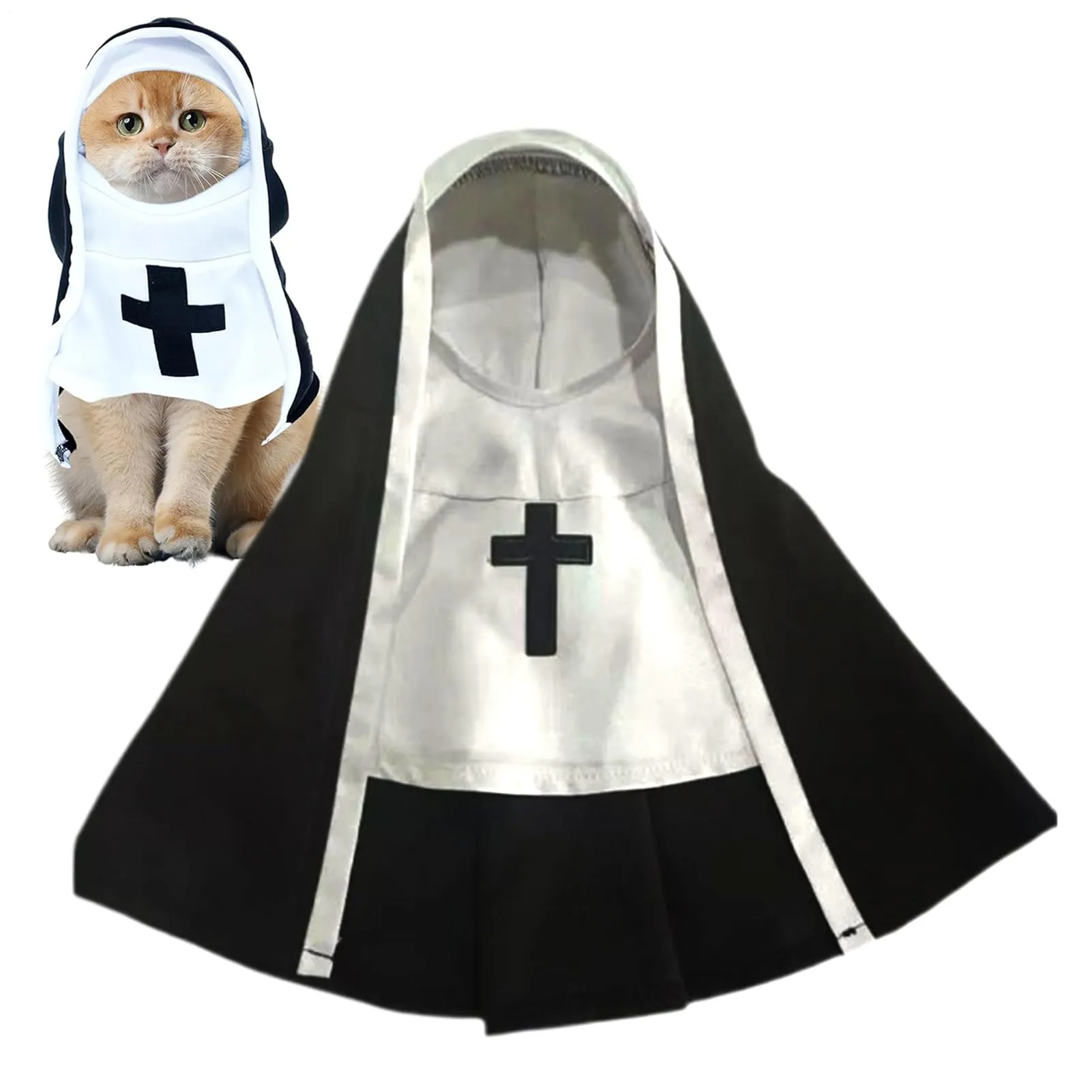 Costume da Suora per Cani e Gatti, Traspirante, Bianco e Nero - immagine 8