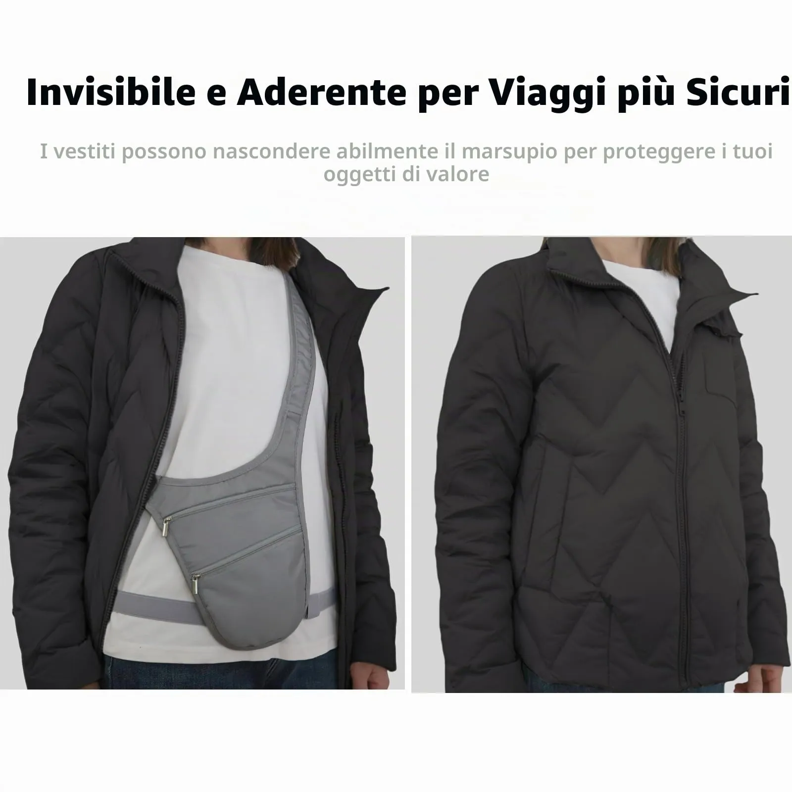 Mervokl Borsa a Tracolla Antifurto con Tasca Nascosta sul Petto e Cintura Rimovibile - immagine 6
