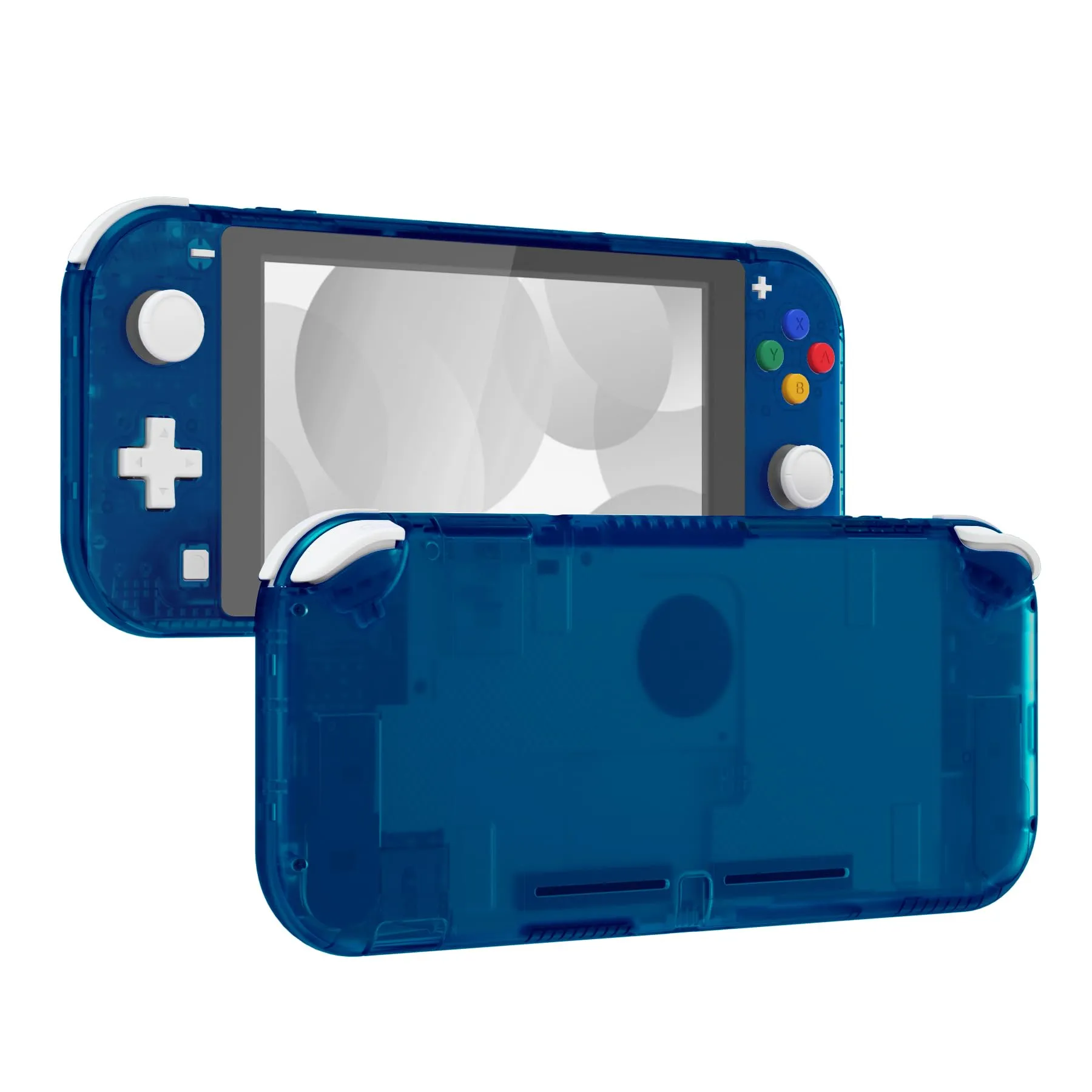 eXtremeRate Replacement Shell and ABXY Buttons for Nintendo Switch Lite with Tempered Glass Screen Protector - Transparent Blue - immagine 1