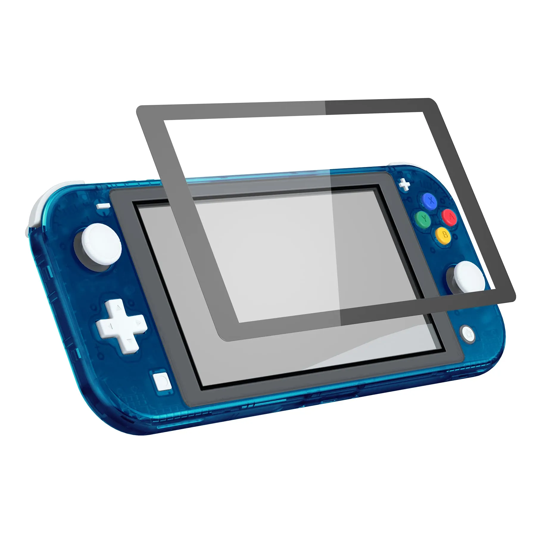 eXtremeRate Replacement Shell and ABXY Buttons for Nintendo Switch Lite with Tempered Glass Screen Protector - Transparent Blue - immagine 5