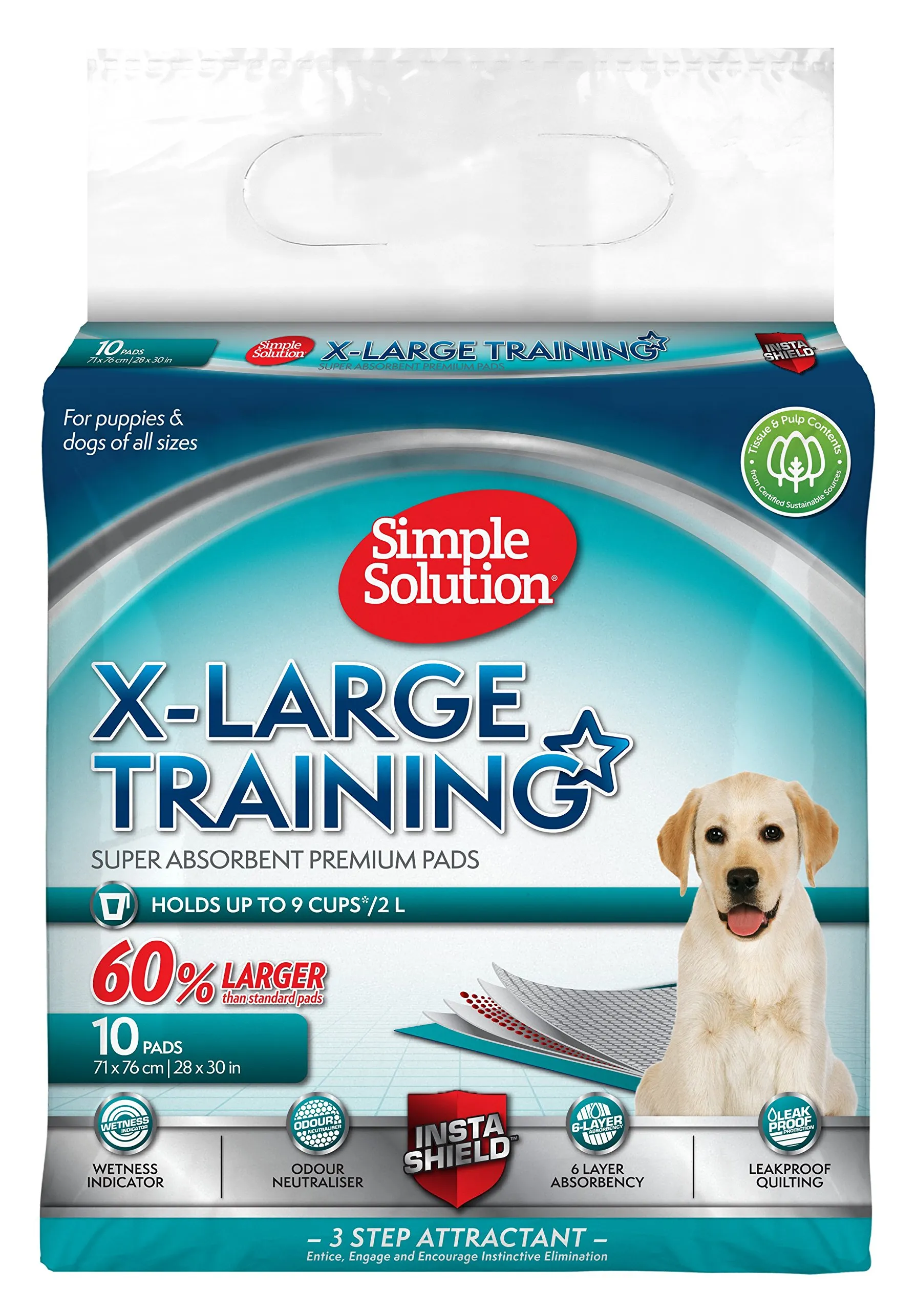 Simple Solution Pad Assorbenti Premium Extra Large per Cani e Cuccioli, Confezione da 10 - immagine 1