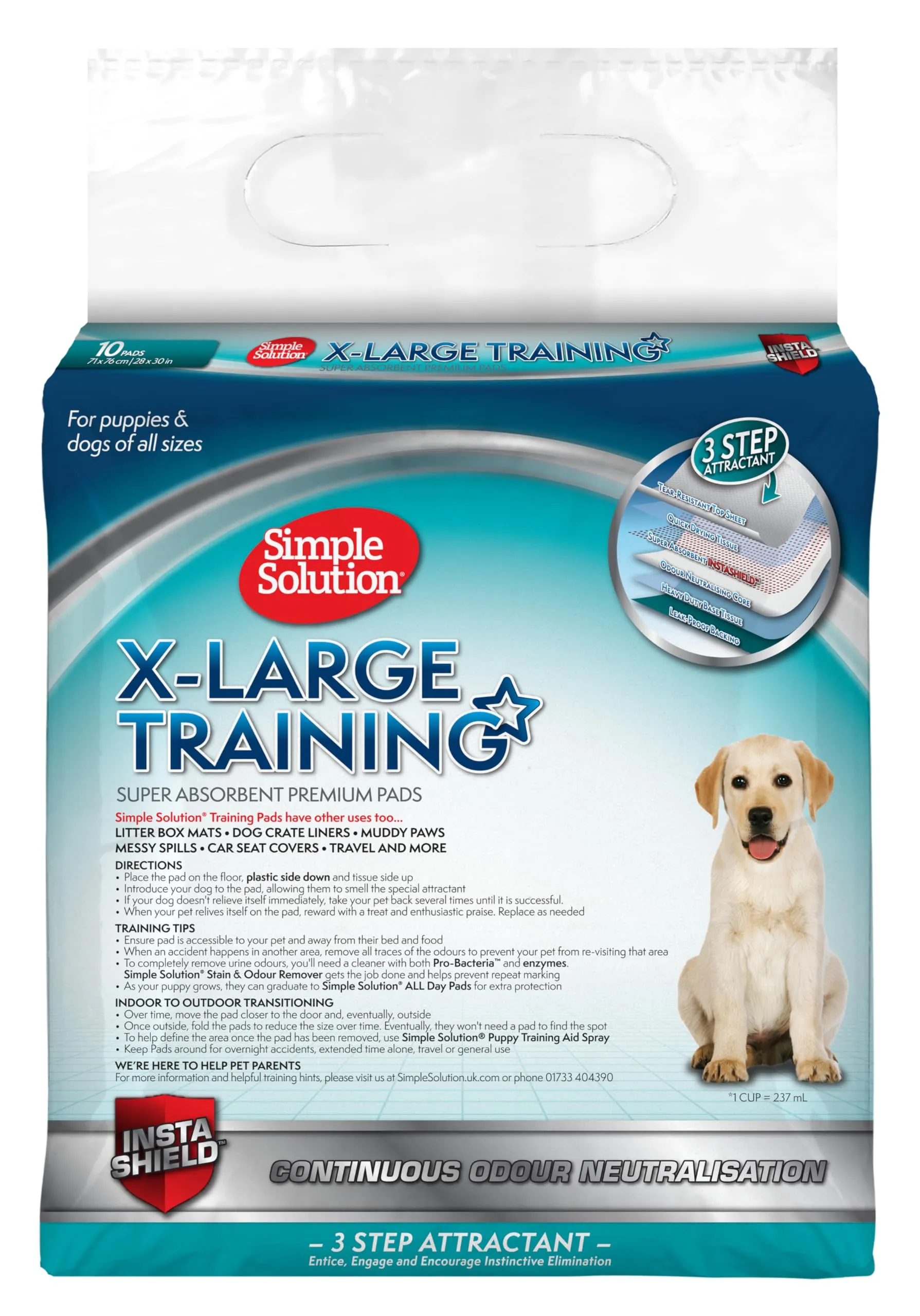 Simple Solution Pad Assorbenti Premium Extra Large per Cani e Cuccioli, Confezione da 10 - immagine 2