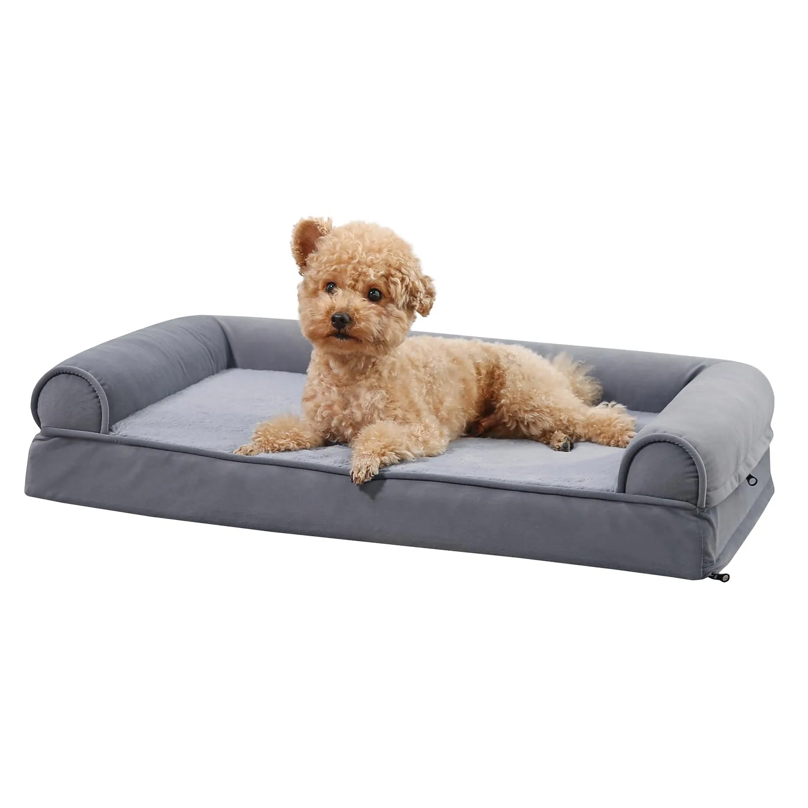 Amazon Basics Lettino per Cane e Animali Domestici a Divanetto in Schiuma con Fodera Rimovibile, Grigio, 76 x 51 x 16 cm - immagine 2