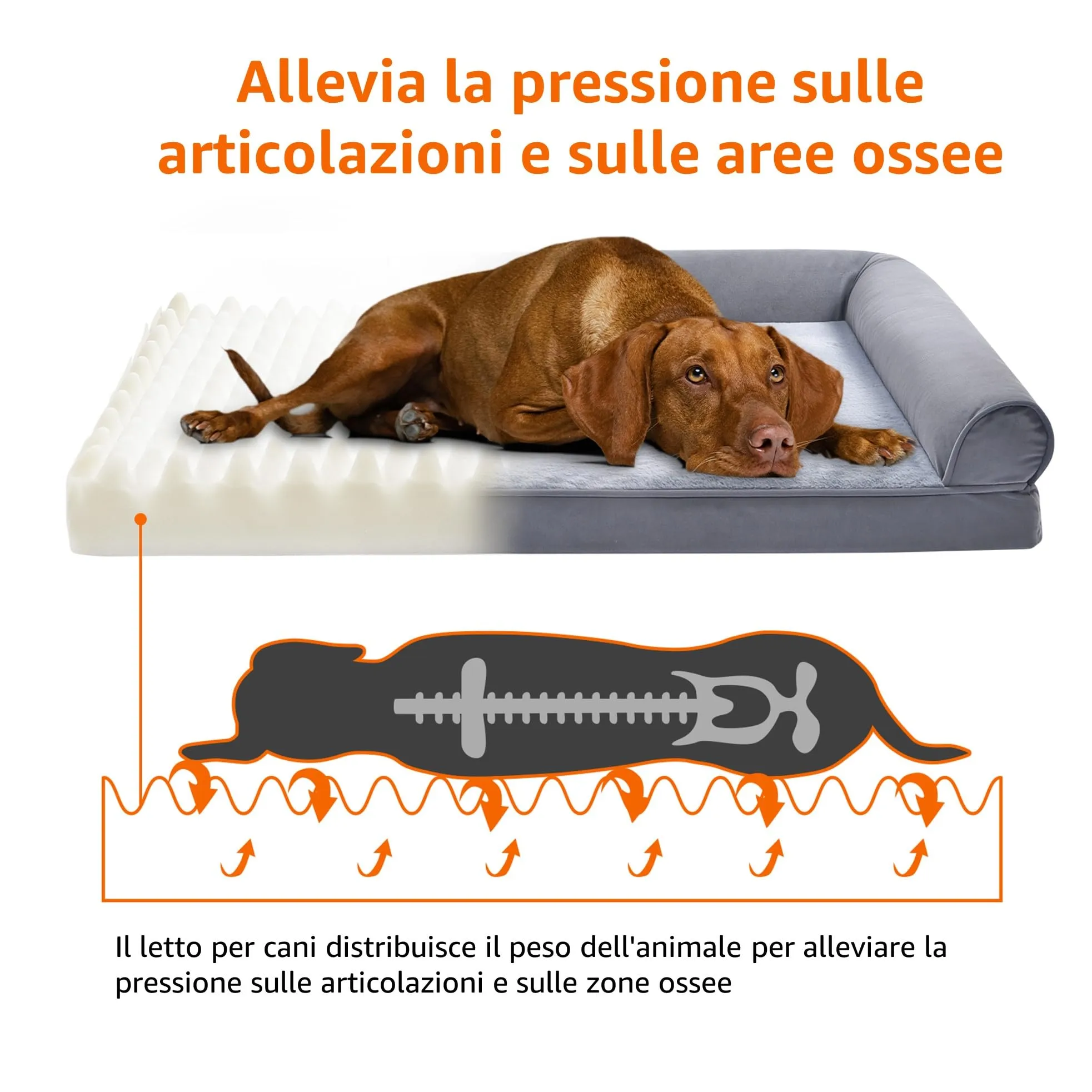 Amazon Basics Lettino per Cane e Animali Domestici a Divanetto in Schiuma con Fodera Rimovibile, Grigio, 76 x 51 x 16 cm - immagine 4