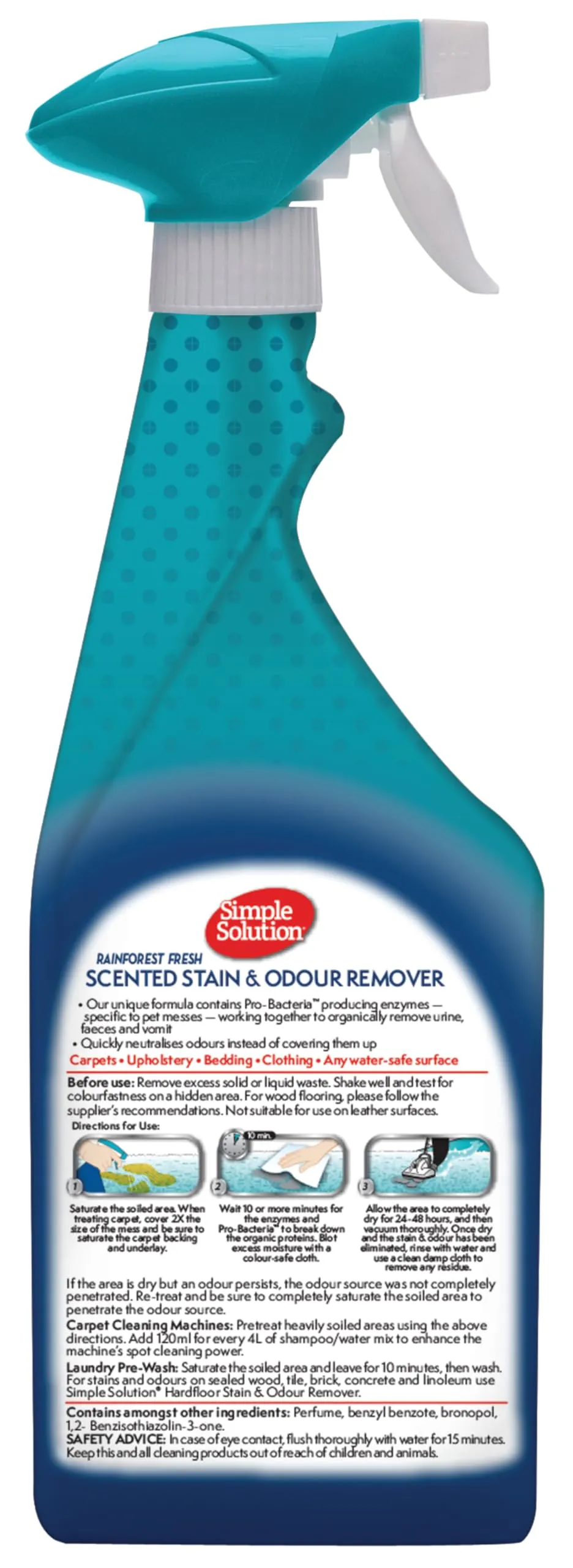 Simple Solution Rimuovi Macchie e Odori Animali Rainforest Fresh 187.5 ml (Confezione da 4) - immagine 2