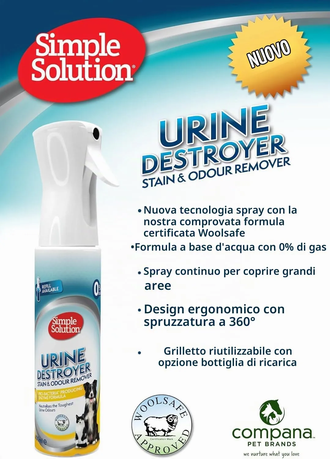 Simple Solution Urine Destroyer per Macchie e Odori Animali, 400ml - immagine 2