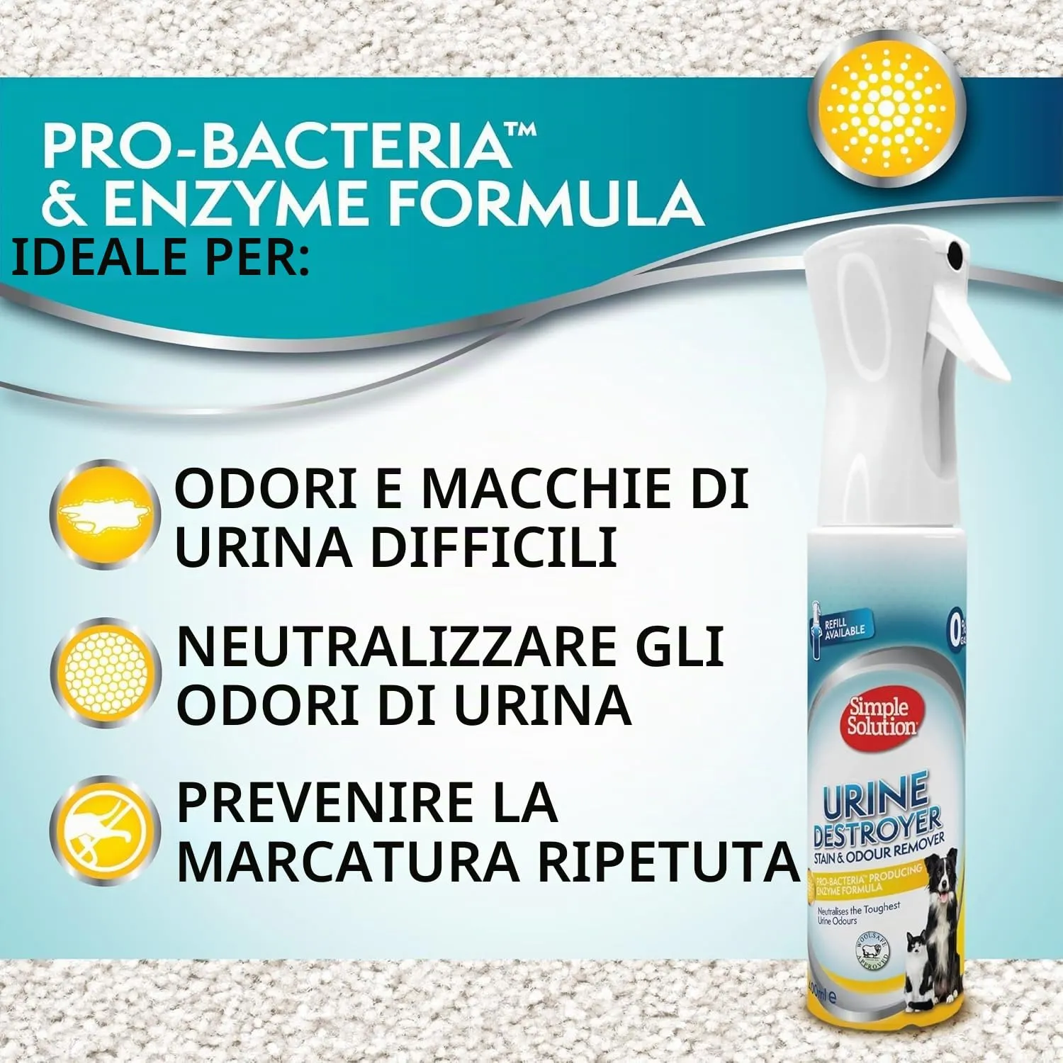 Simple Solution Urine Destroyer per Macchie e Odori Animali, 400ml - immagine 6