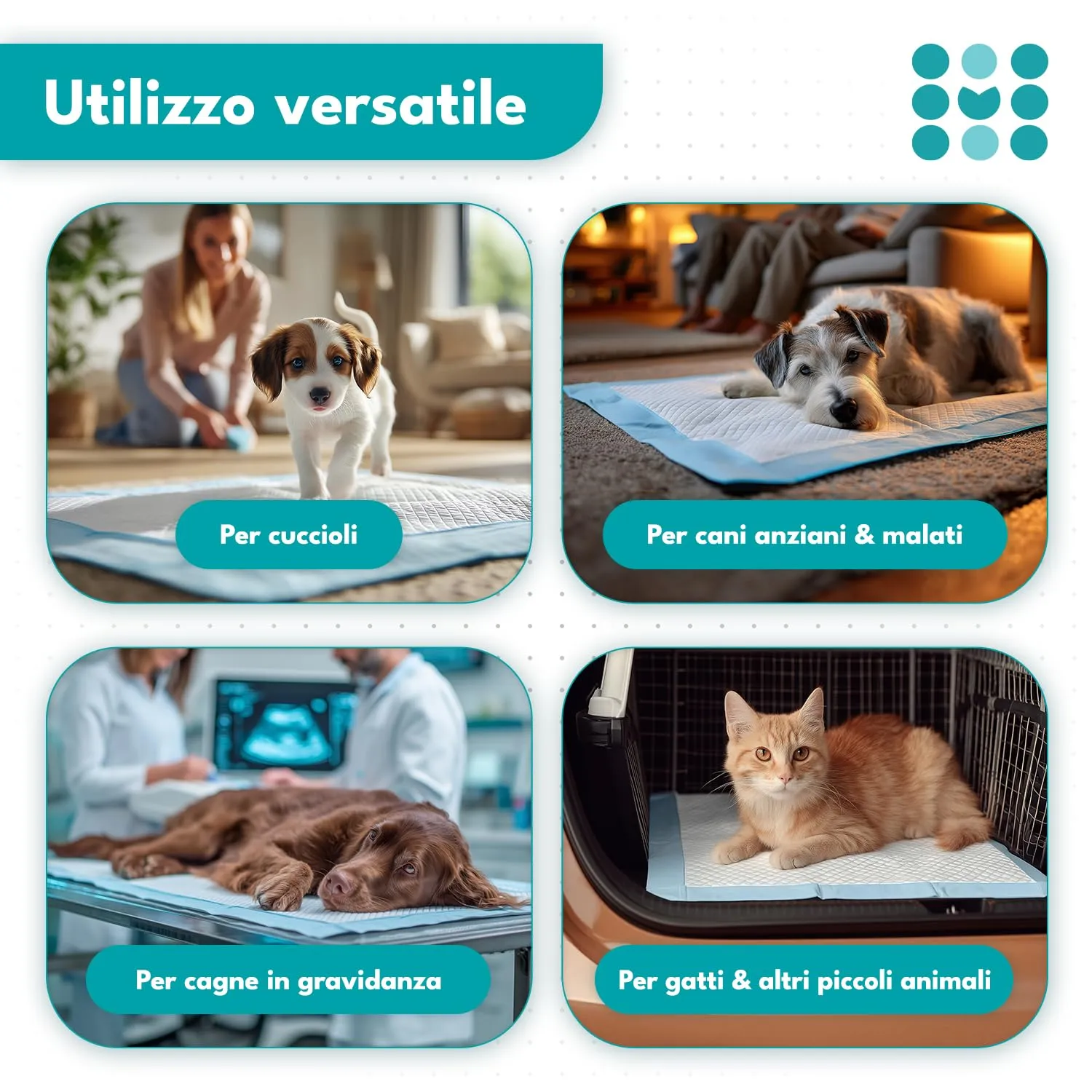 maneo Tappetini Assorbenti per Cuccioli 60x60 cm, 30 Pezzi - immagine 3
