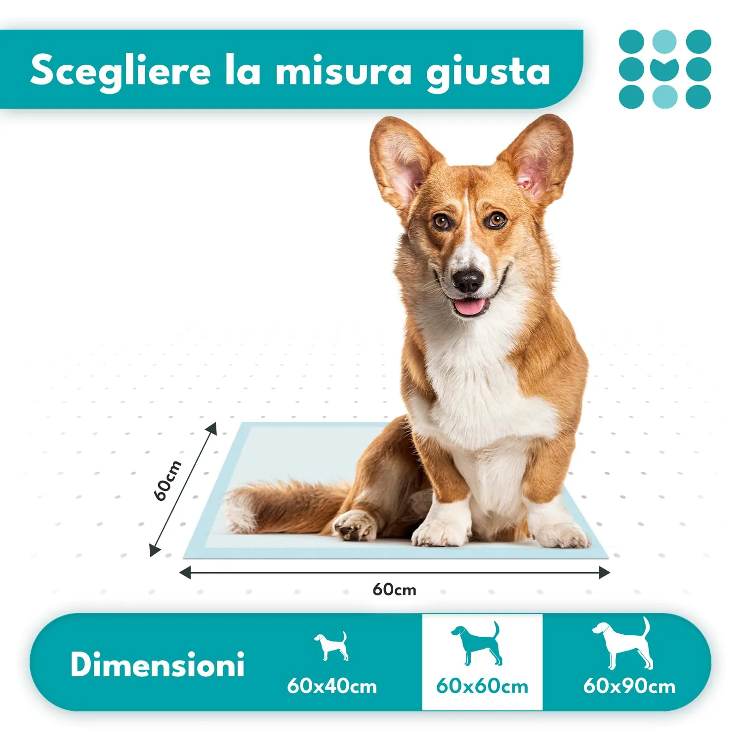 maneo Tappetini Assorbenti per Cuccioli e Animali Domestici, 60x60 cm, 100 Pezzi - immagine 4