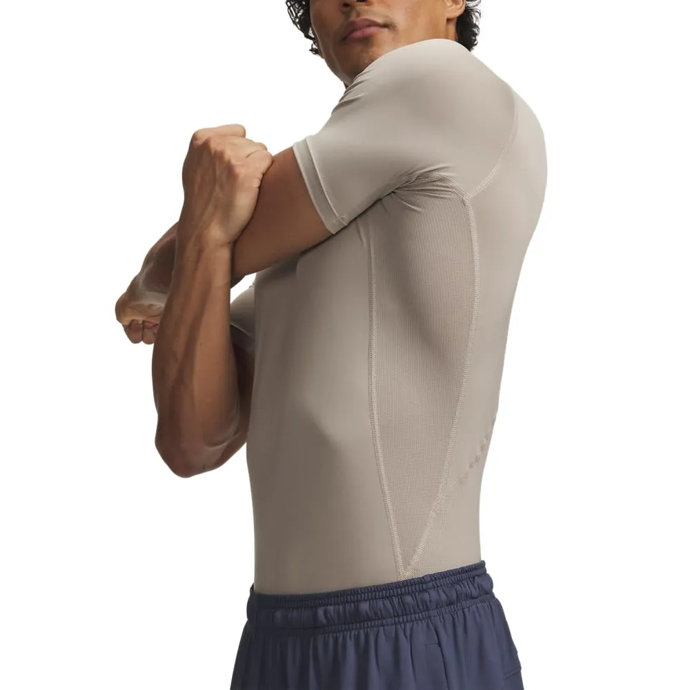 Under Armour Men's Heatgear Compression Shirt - Taupe/White, S - immagine 3
