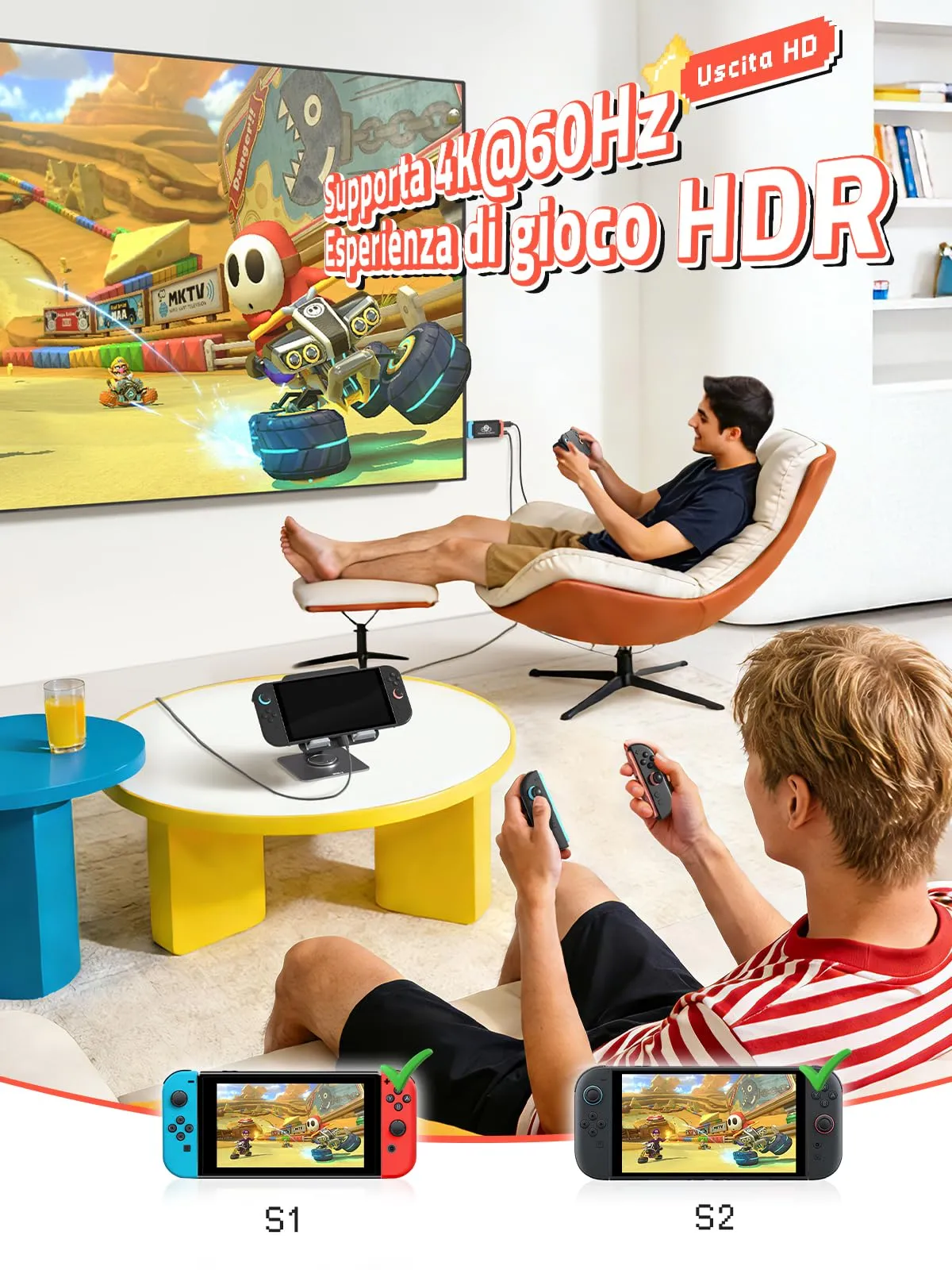 Lemorele Adattatore USB-C to HDMI 4K@60Hz con Power Delivery 100W, 2m, compatibile con Switch, Steam Deck, ROG Ally - immagine 3