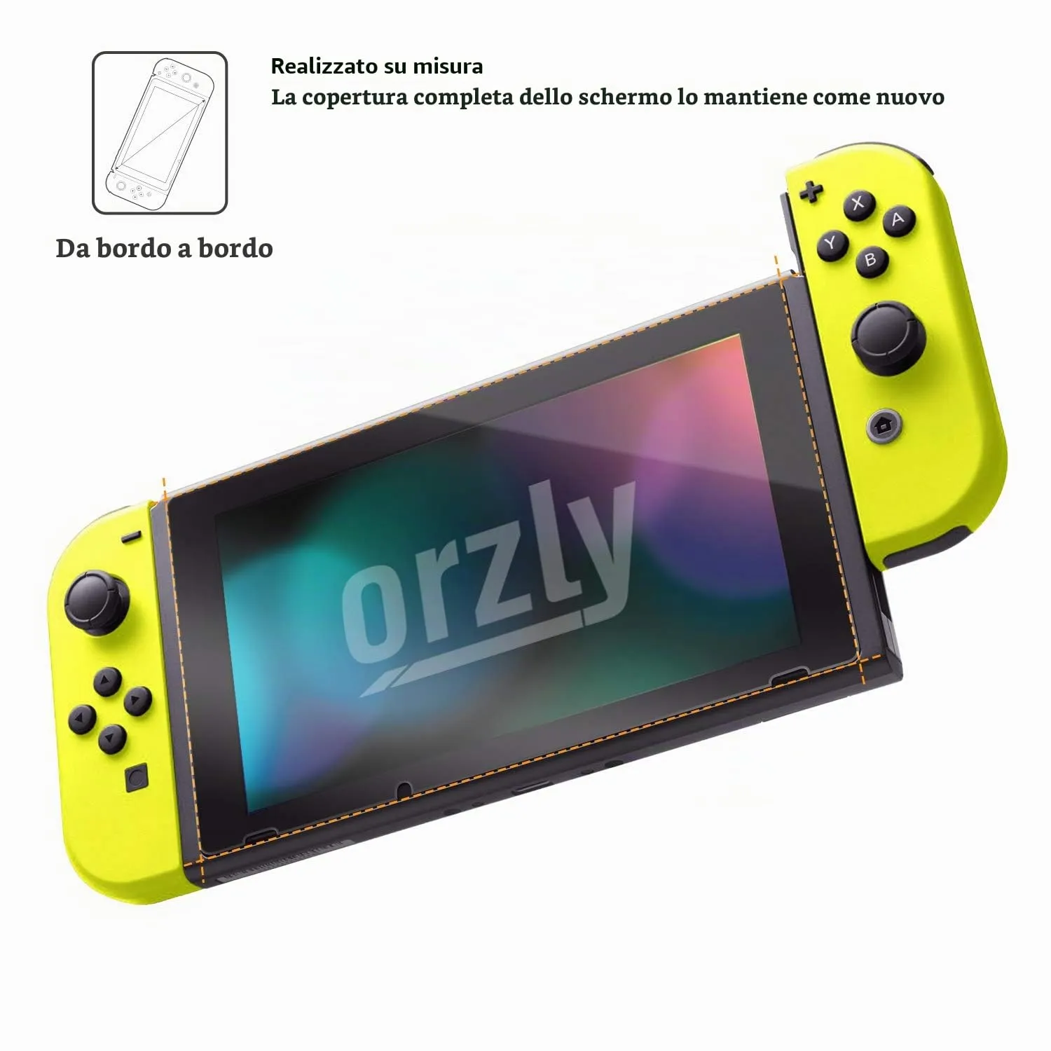 Orzly Pellicola protettiva in vetro temperato per Nintendo Switch 6,2 pollici, confezione da 2 - immagine 4