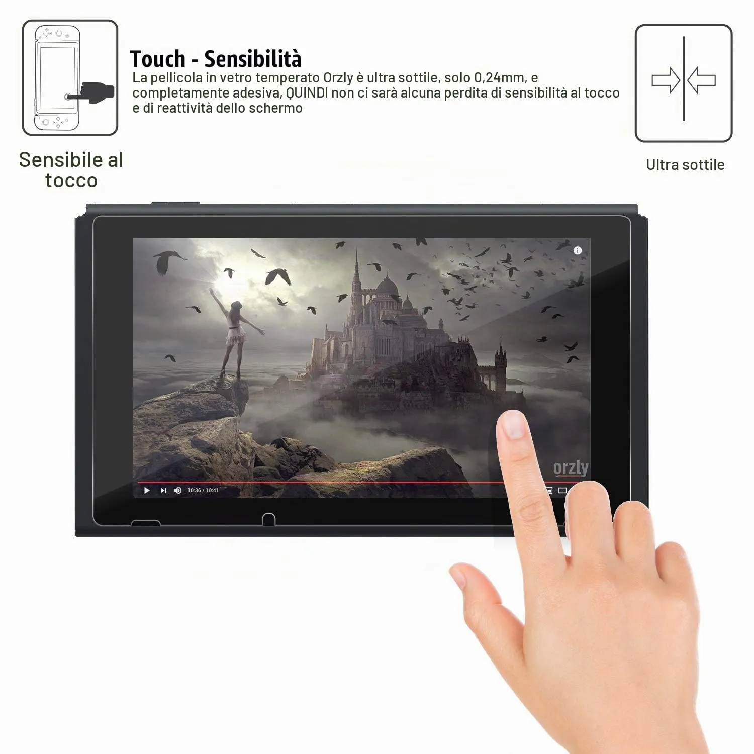 Orzly Pellicola protettiva in vetro temperato per Nintendo Switch 6,2 pollici, confezione da 2 - immagine 6