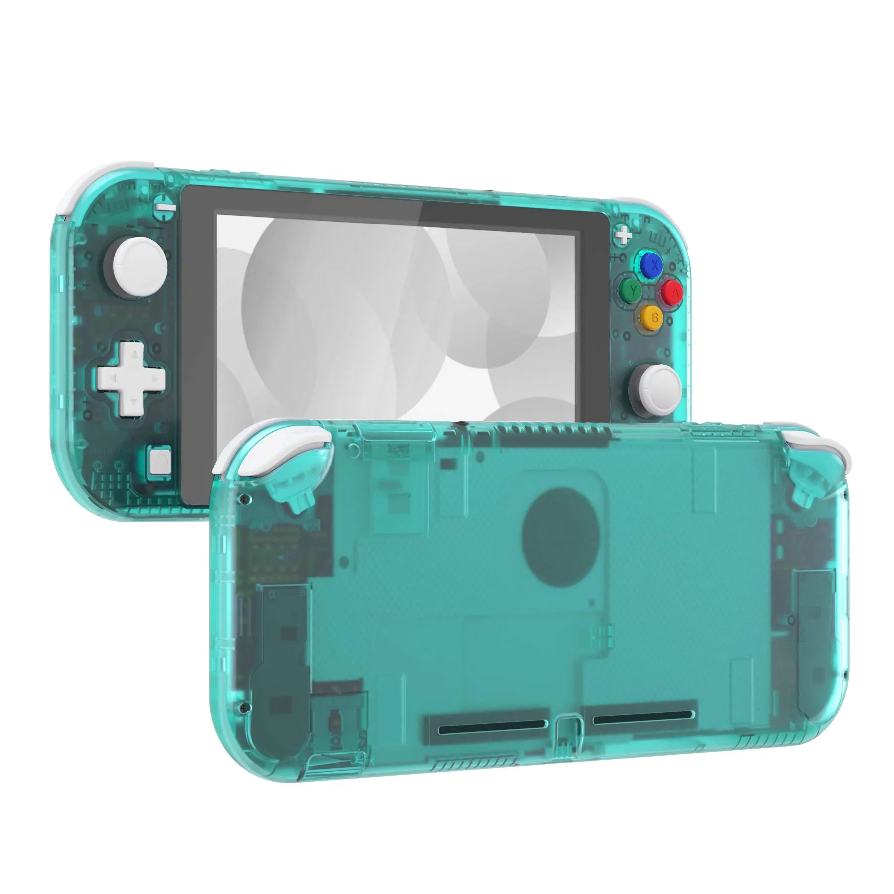 eXtremeRate Replacement Shell and ABXY Buttons for Nintendo Switch Lite with Tempered Glass Screen Protector - Emerald Green Transparent - immagine 1