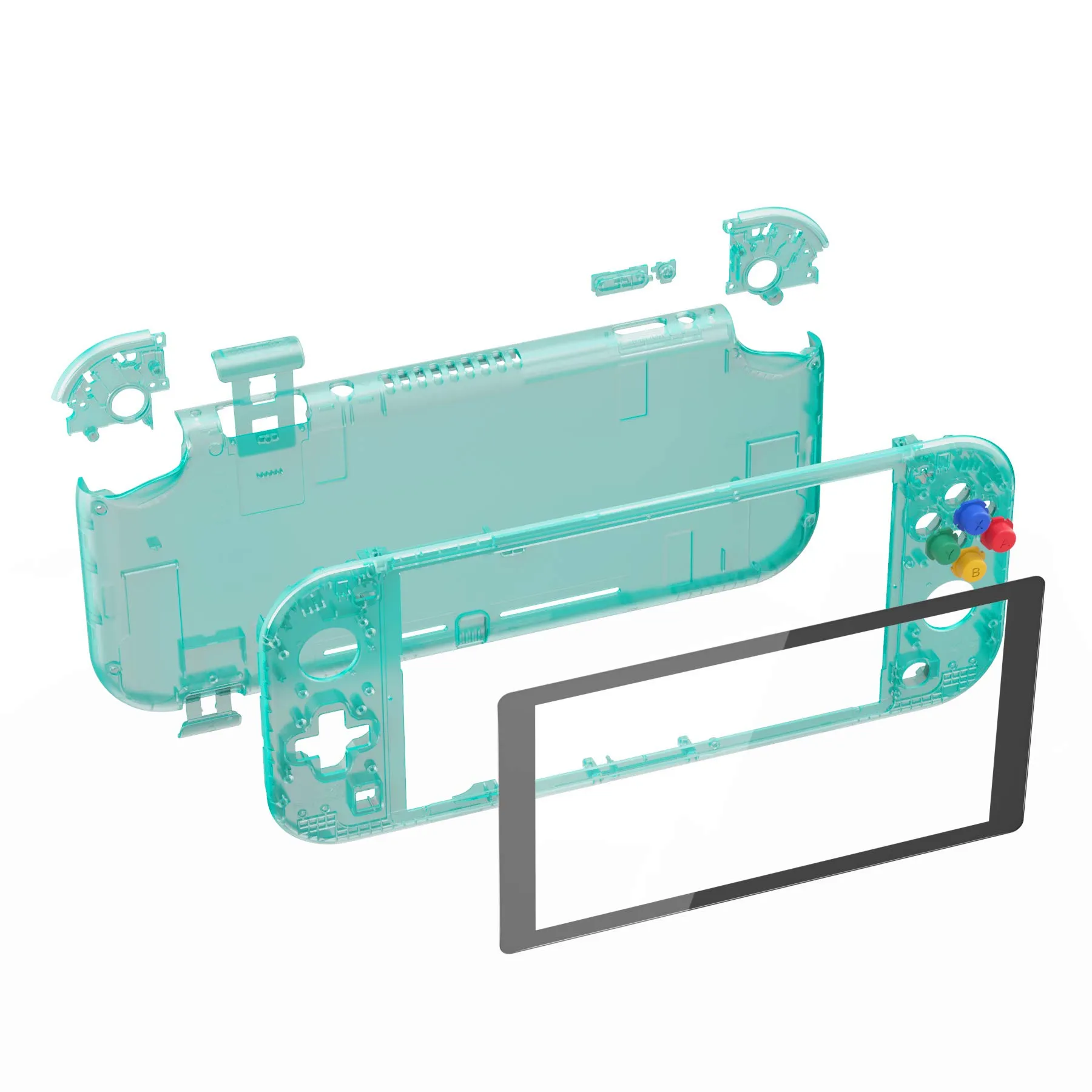 eXtremeRate Replacement Shell and ABXY Buttons for Nintendo Switch Lite with Tempered Glass Screen Protector - Emerald Green Transparent - immagine 2
