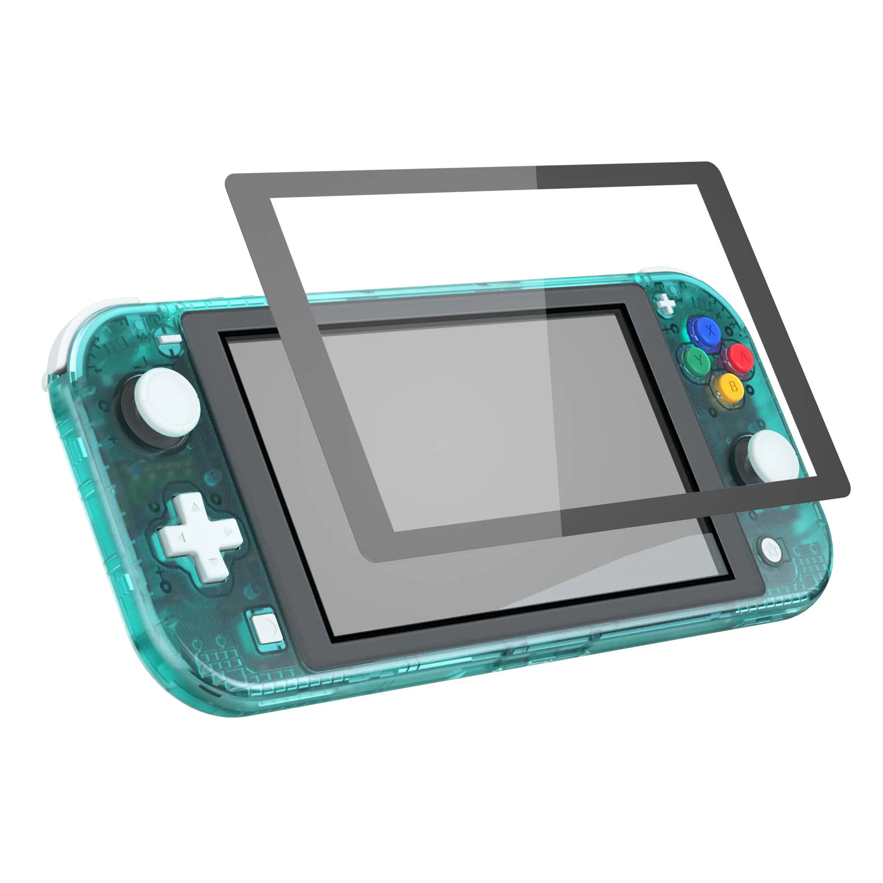eXtremeRate Replacement Shell and ABXY Buttons for Nintendo Switch Lite with Tempered Glass Screen Protector - Emerald Green Transparent - immagine 4