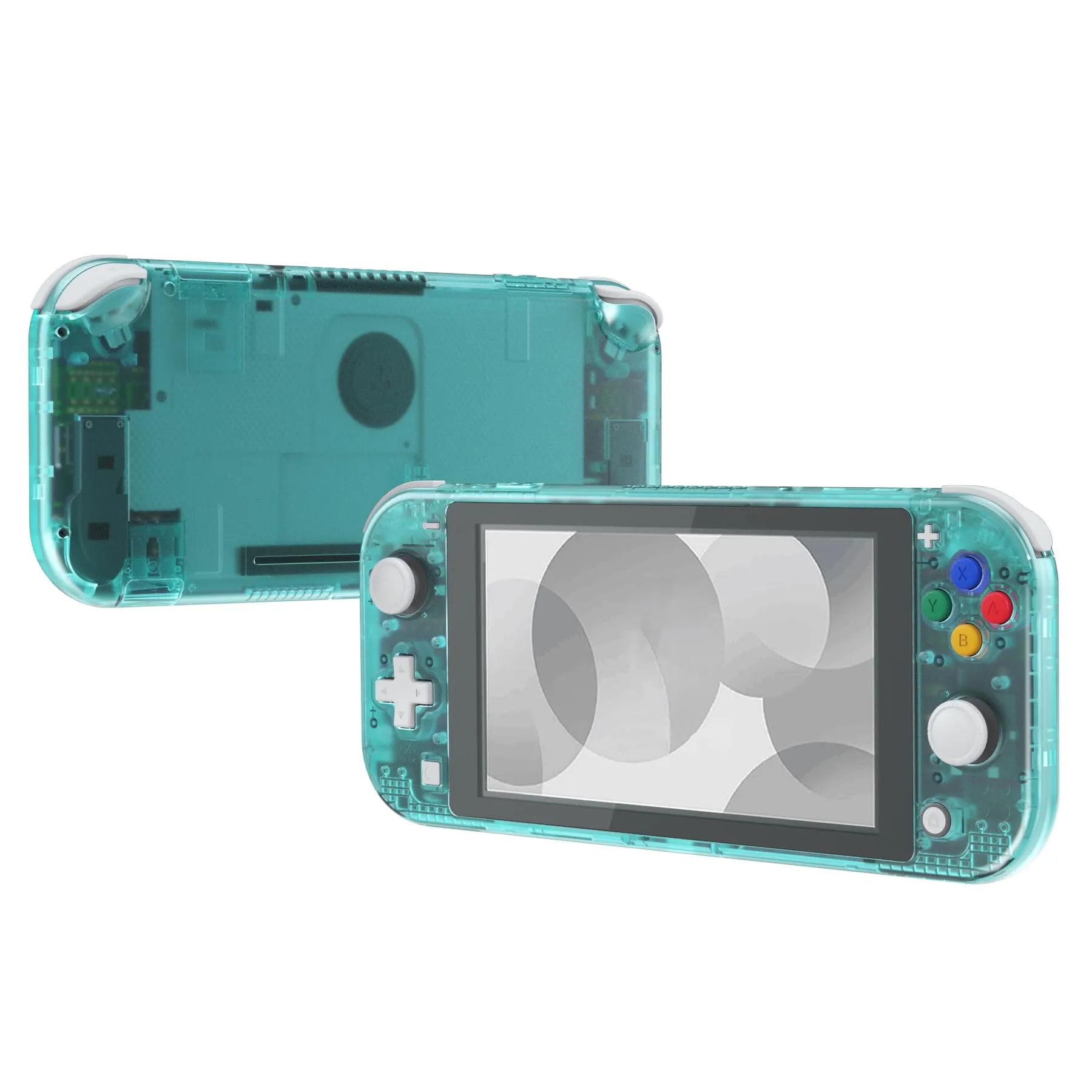 eXtremeRate Replacement Shell and ABXY Buttons for Nintendo Switch Lite with Tempered Glass Screen Protector - Emerald Green Transparent - immagine 5