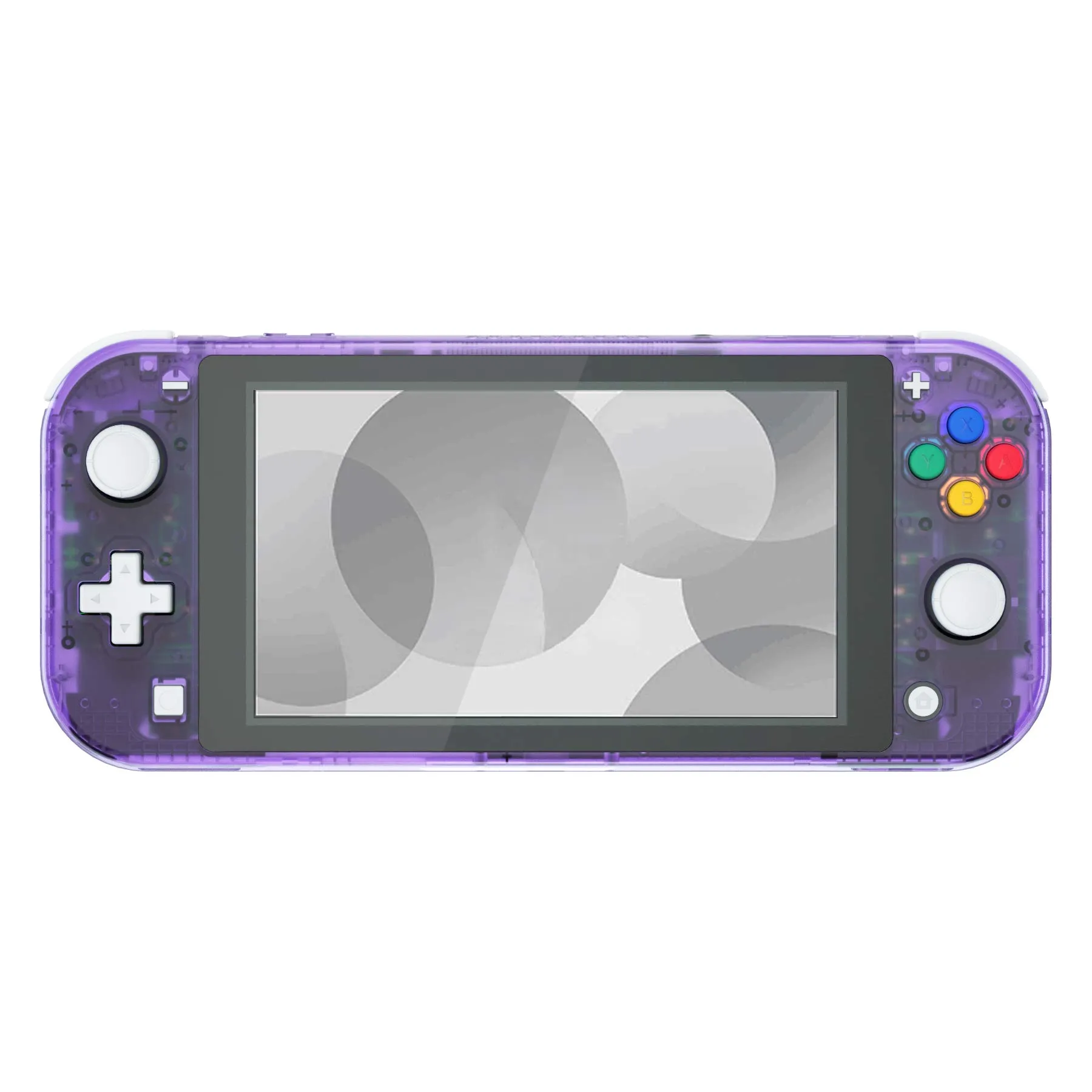 eXtremeRate Replacement Shell and ABXY Buttons for Nintendo Switch Lite with Tempered Glass Screen Protector - Transparent Atomic Purple - immagine 3