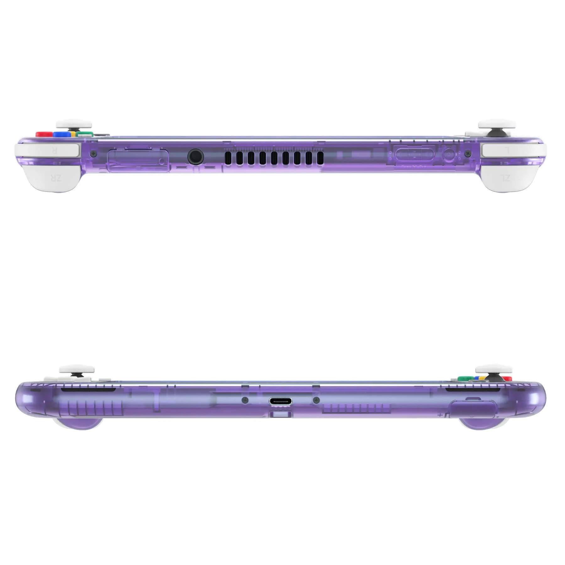eXtremeRate Replacement Shell and ABXY Buttons for Nintendo Switch Lite with Tempered Glass Screen Protector - Transparent Atomic Purple - immagine 9