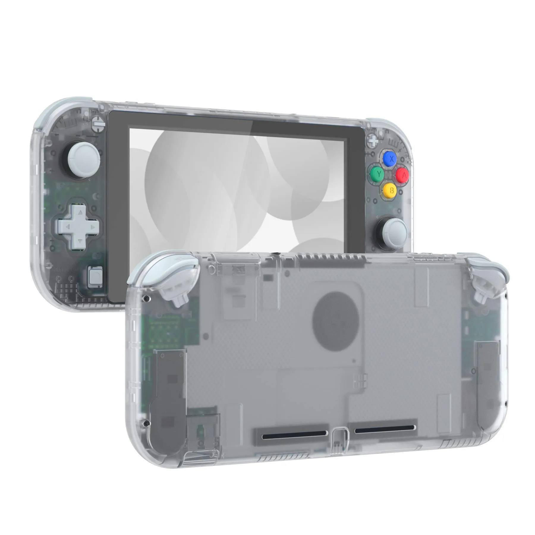 eXtremeRate Replacement Shell and ABXY Buttons for Nintendo Switch Lite with Tempered Glass Screen Protector - Transparent - immagine 1